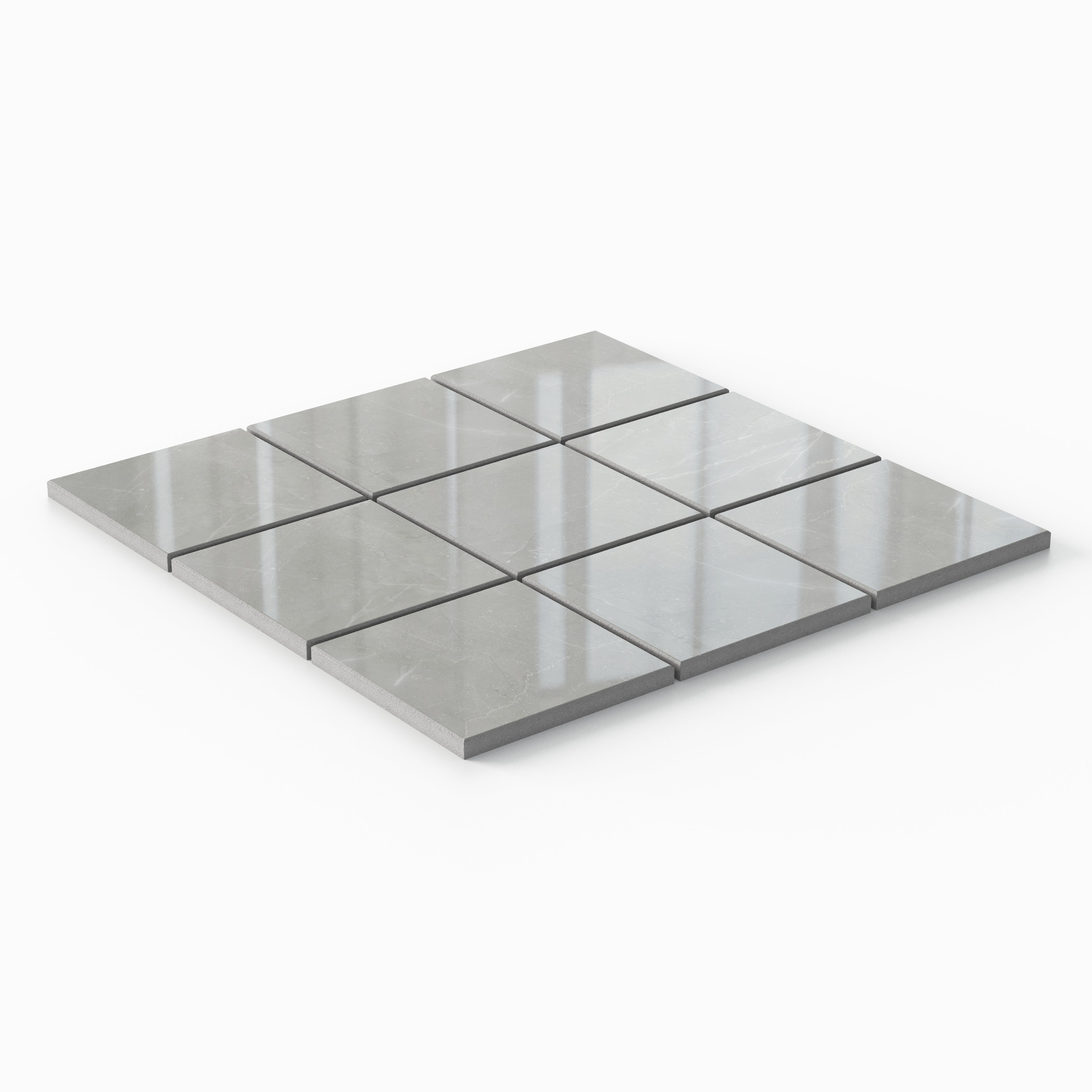 Leona 4 x 4 Polished Porcelain Mosaic Tile in Amani Grey