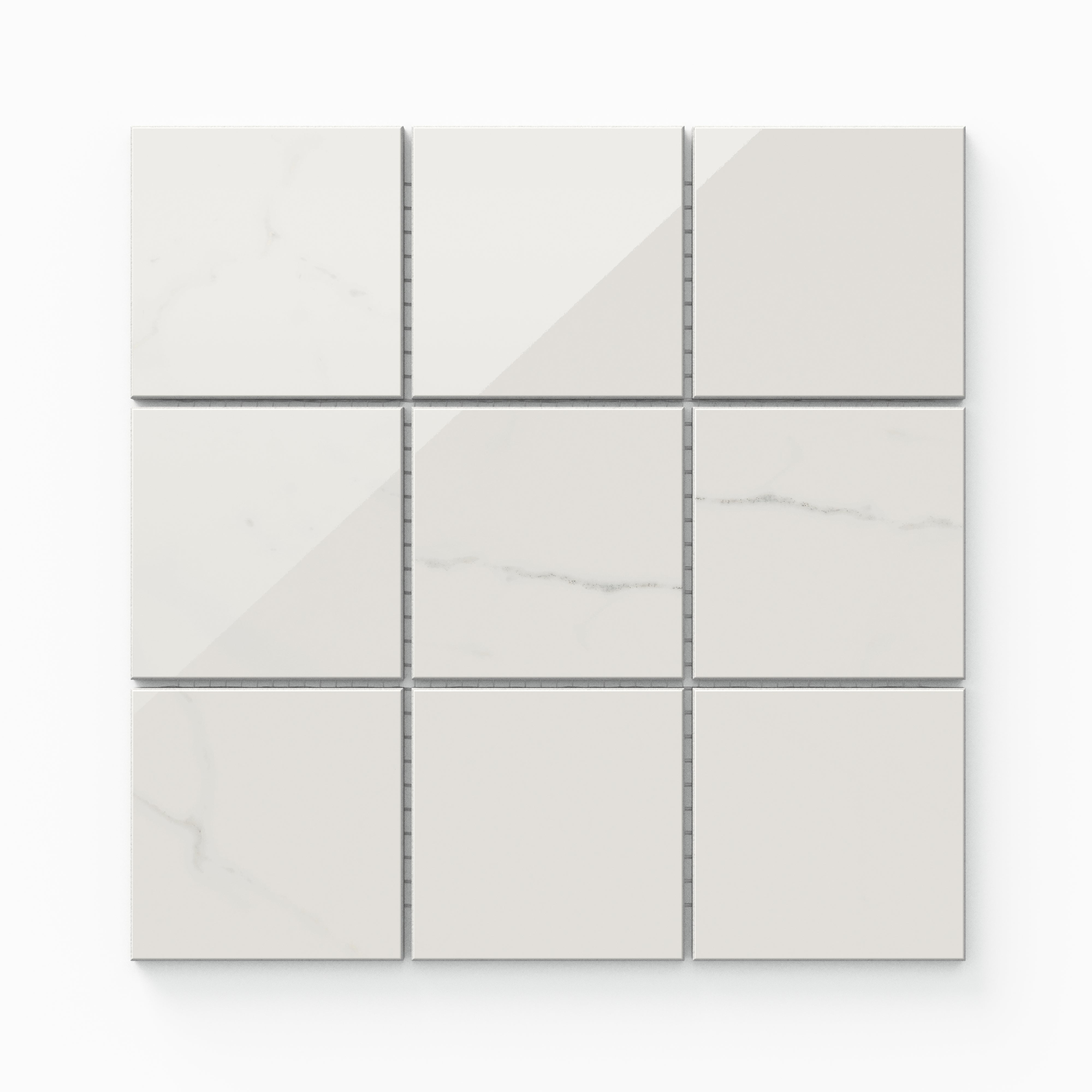 Leona 4 x 4 Polished Porcelain Mosaic Tile in Calacatta
