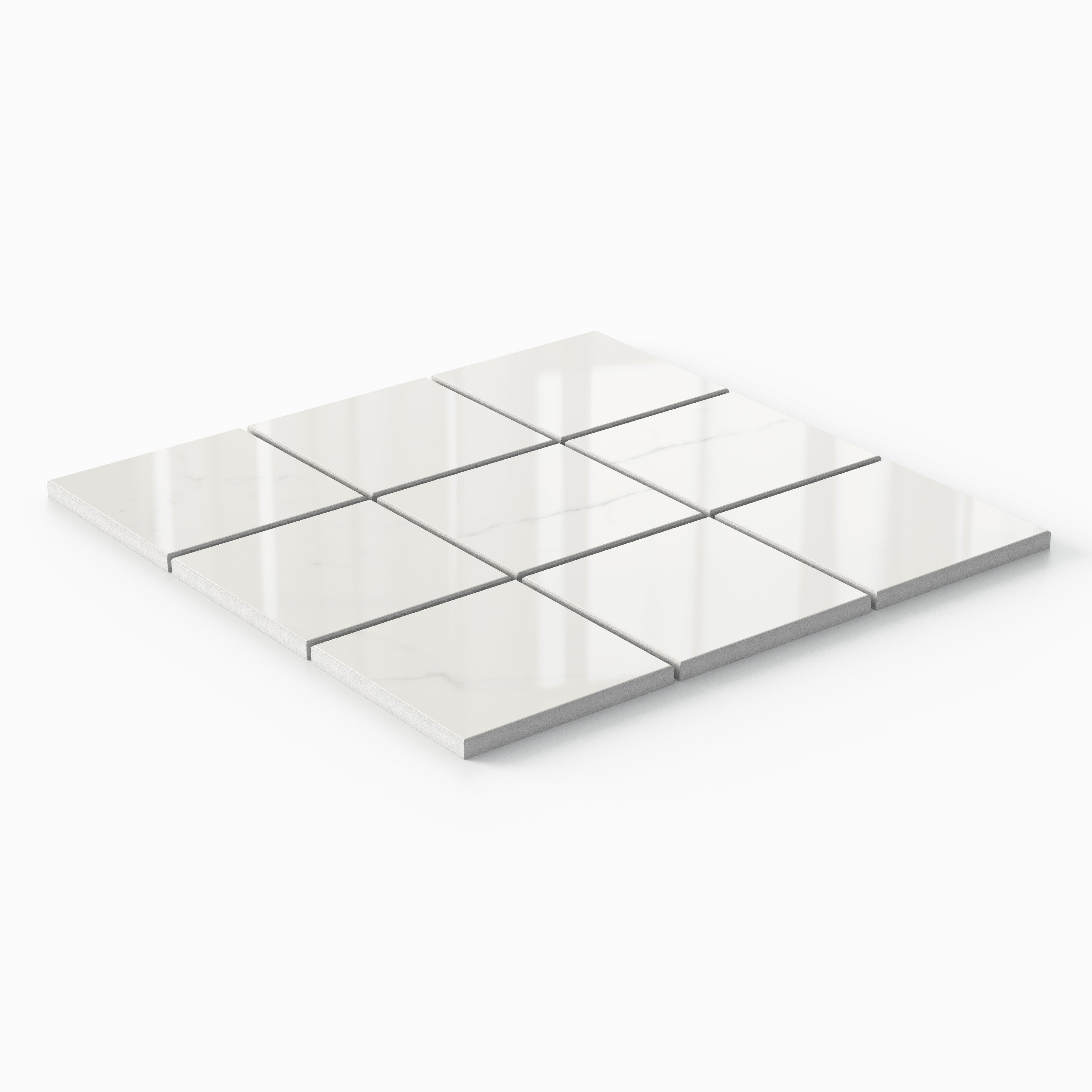 Leona 4 x 4 Polished Porcelain Mosaic Tile in Calacatta