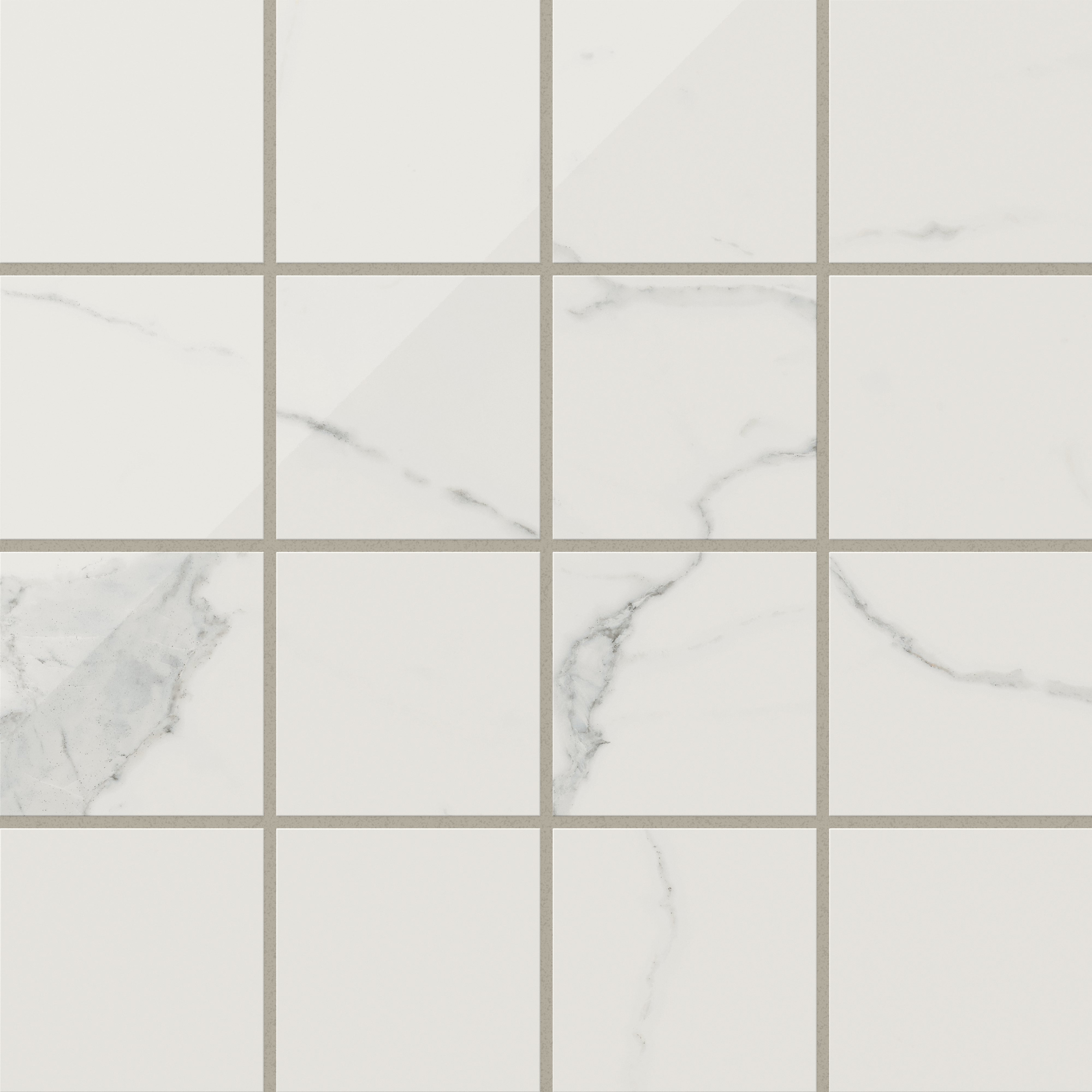 Leona 4 x 4 Polished Porcelain Mosaic Tile in Calacatta