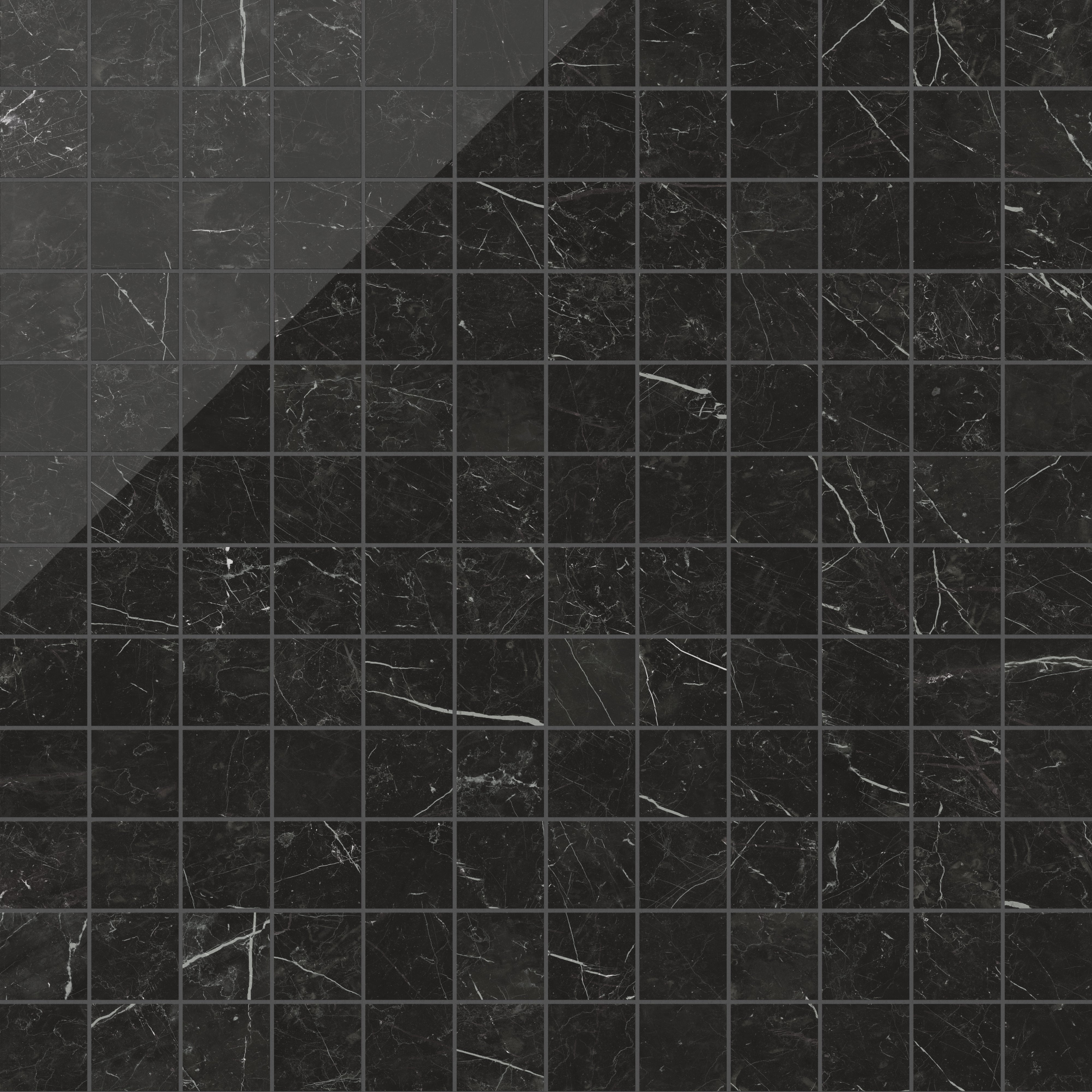 Leona 4 x 4 Polished Porcelain Mosaic Tile in Nero Marquina