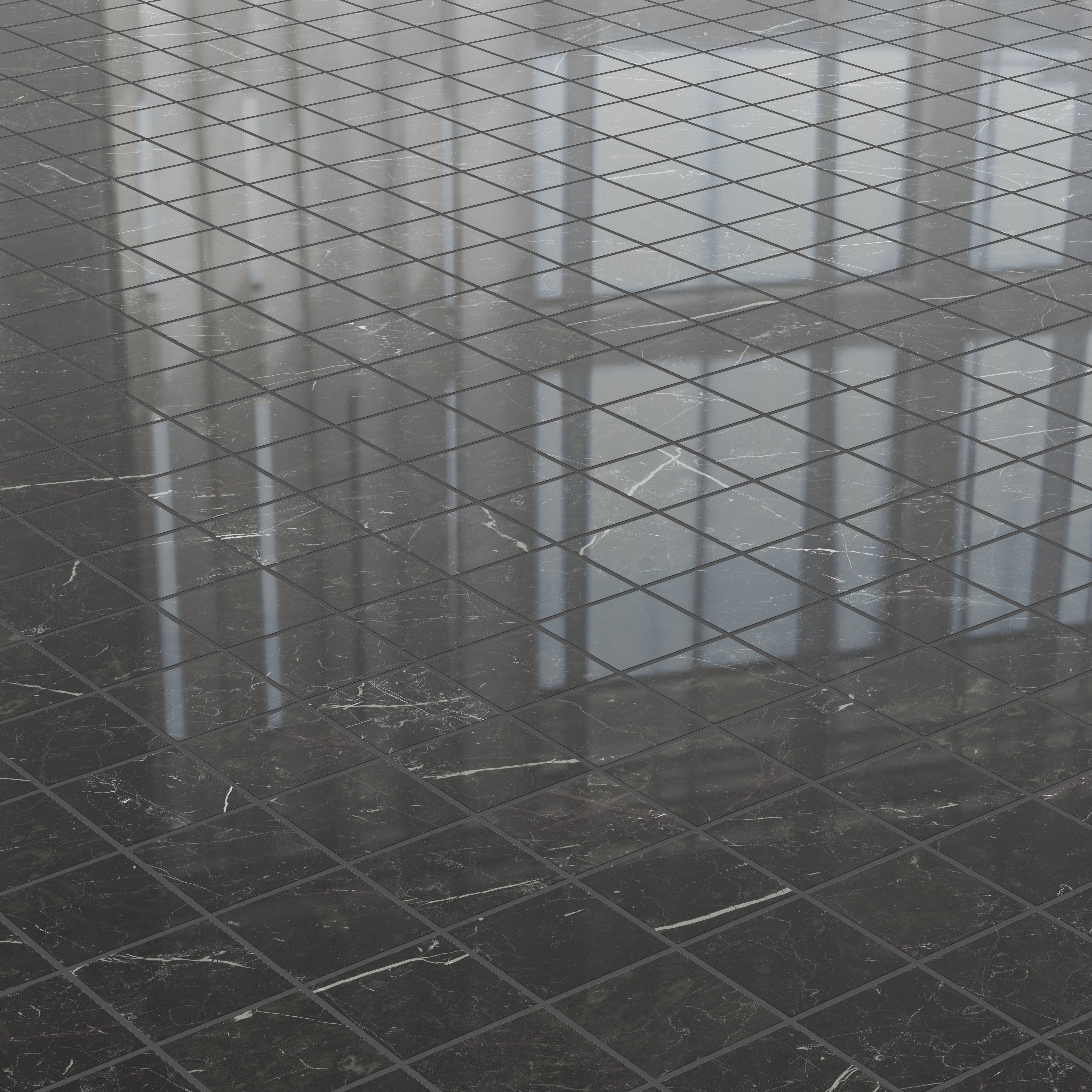 Leona 4 x 4 Polished Porcelain Mosaic Tile in Nero Marquina