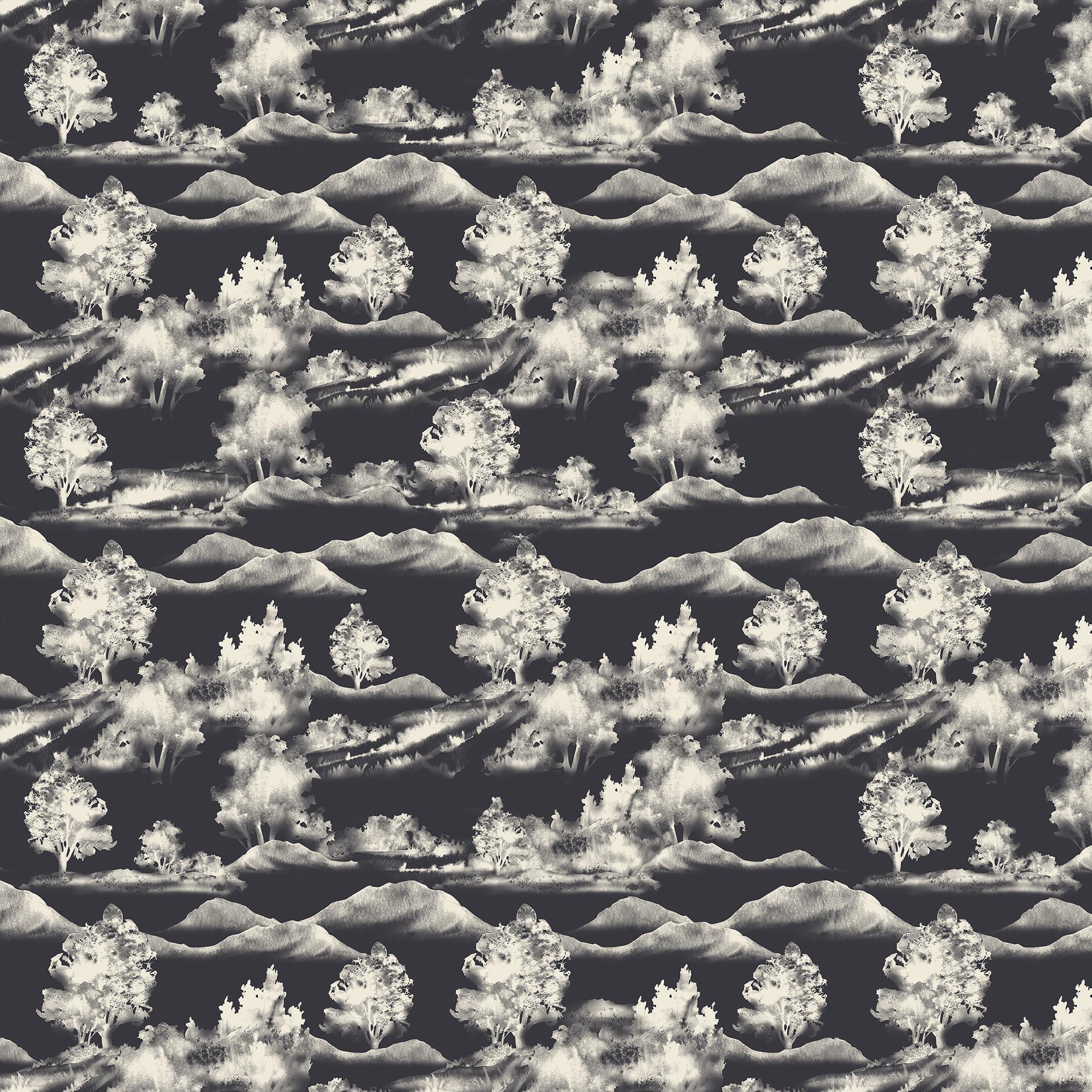 Downland Wallpaper in Black I, 52" x 132"