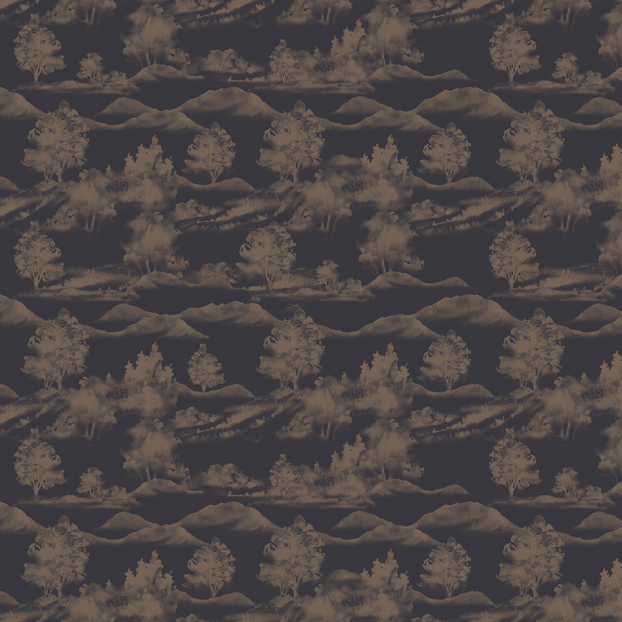 Downland Wallpaper in Black/Tan I, 52" x 132"