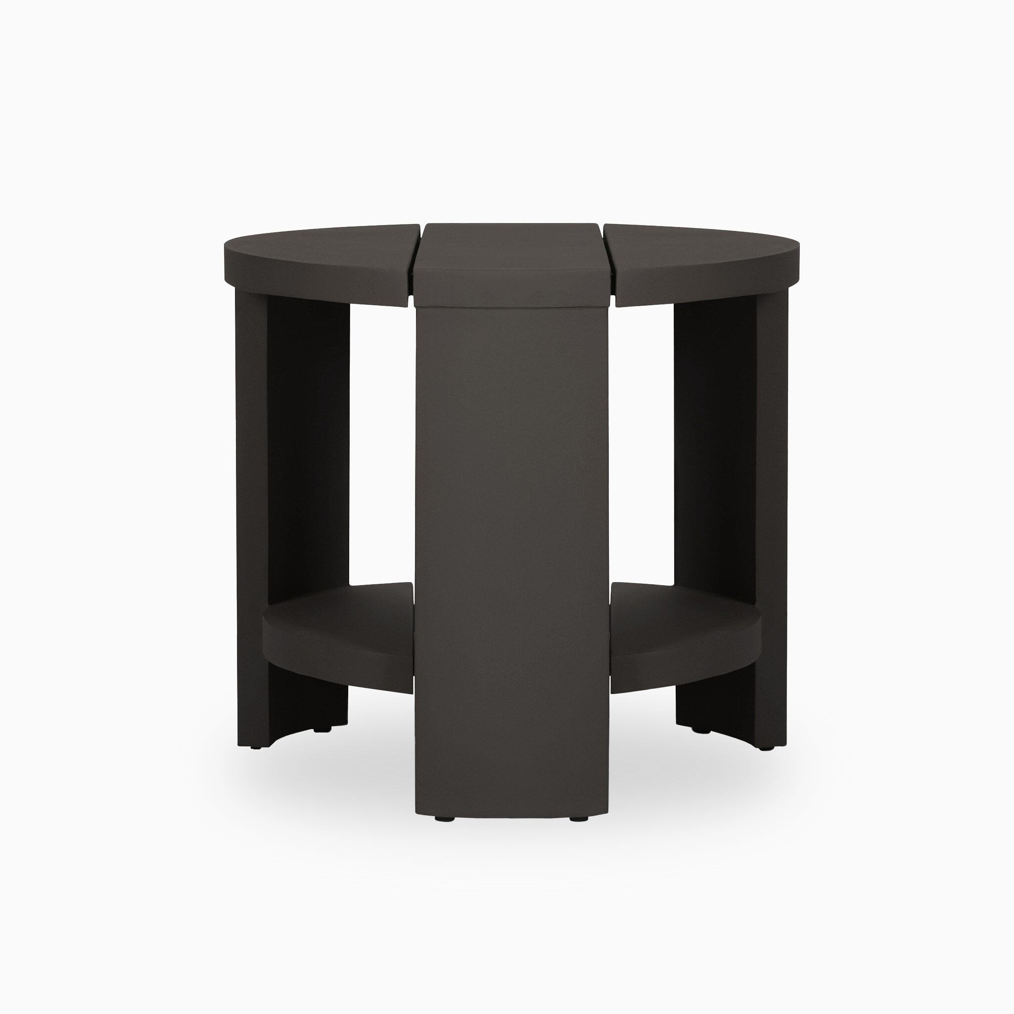 Sundara Outdoor Round Metal End Table in Bronze