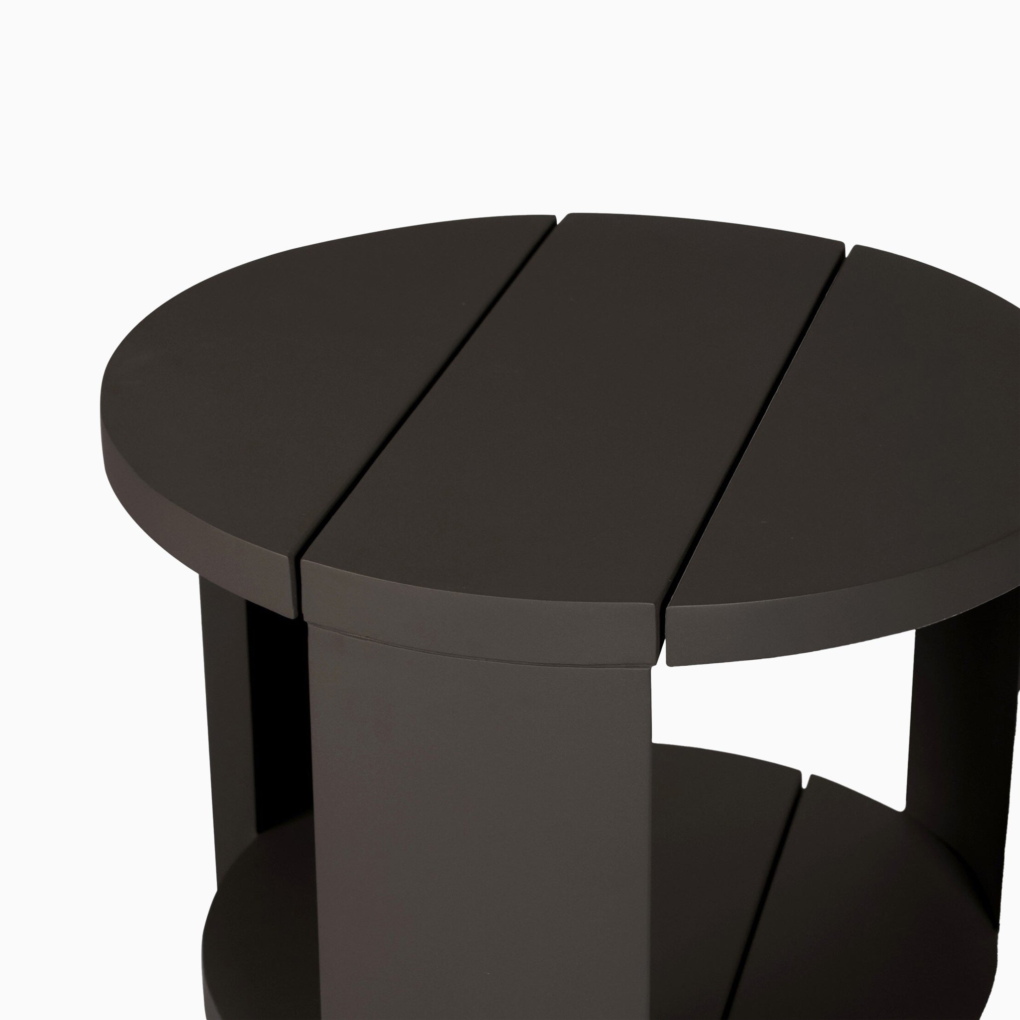 Sundara Outdoor Round Metal End Table in Bronze