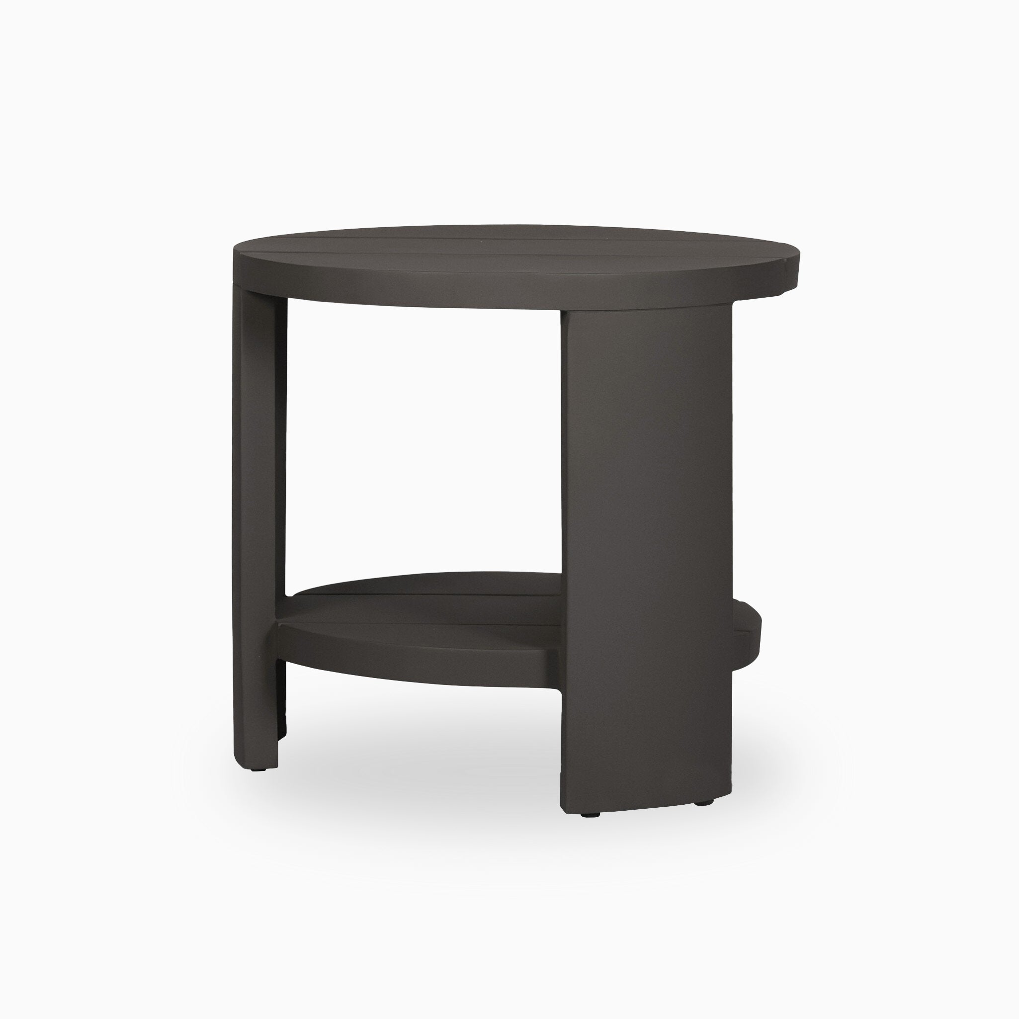 Sundara Outdoor Round Metal End Table in Bronze