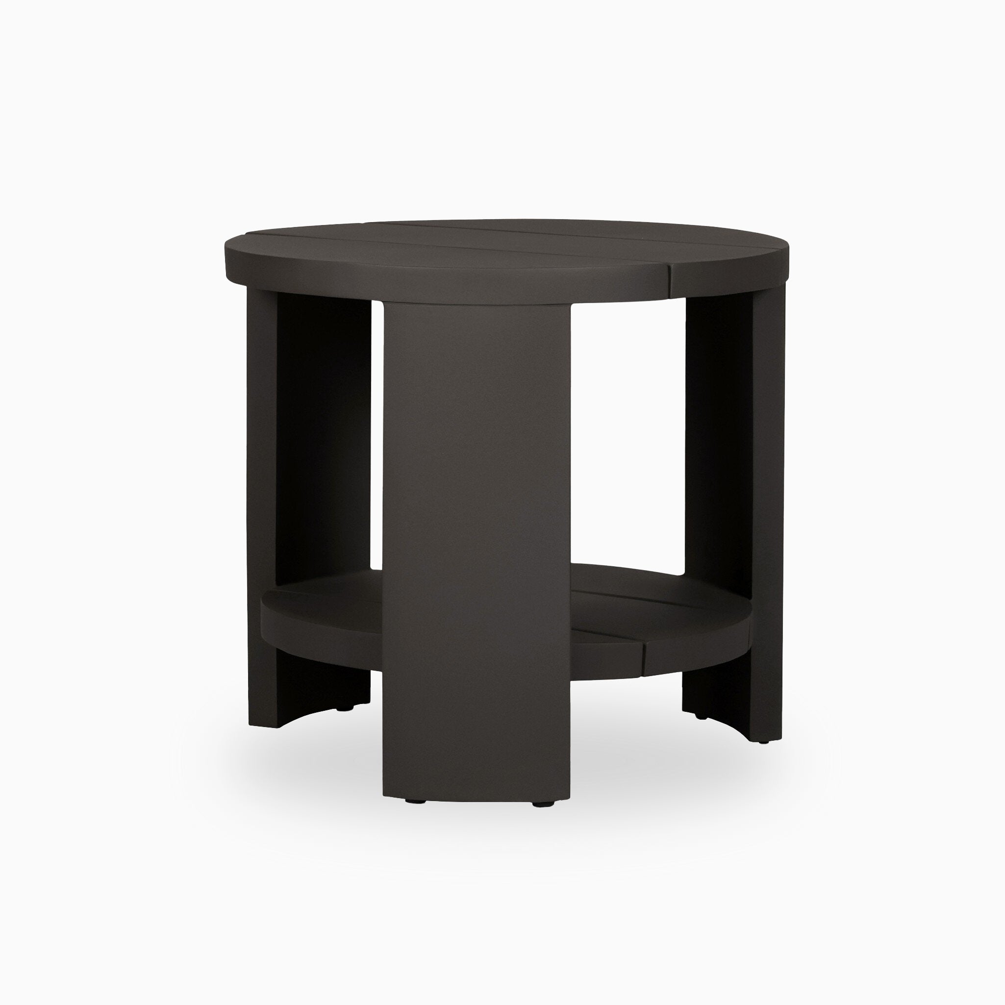 Sundara Outdoor Round Metal End Table in Bronze