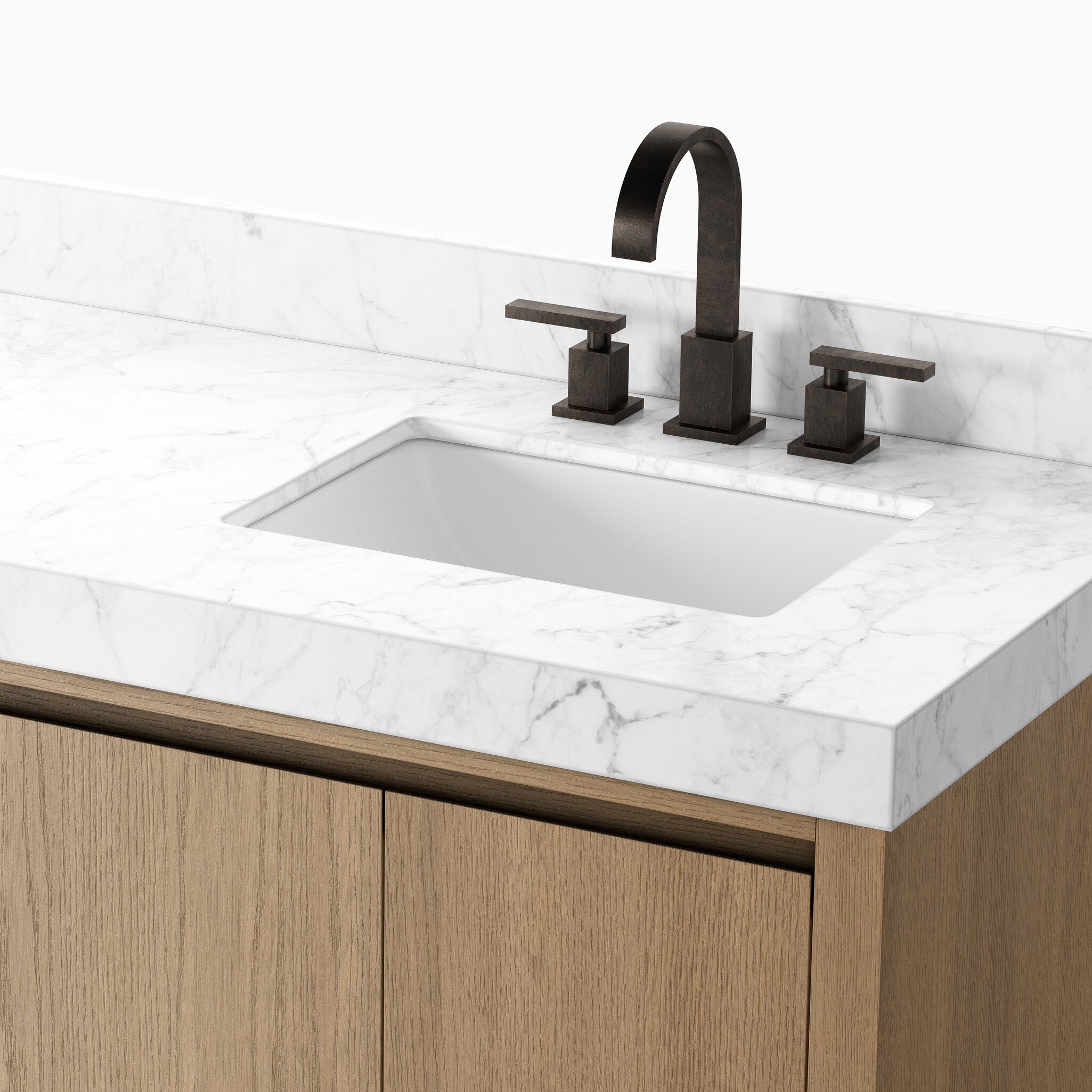 Alisa 72" Double Vanity in Satin Light Wash Oak Veneer with Carrara Marble Top