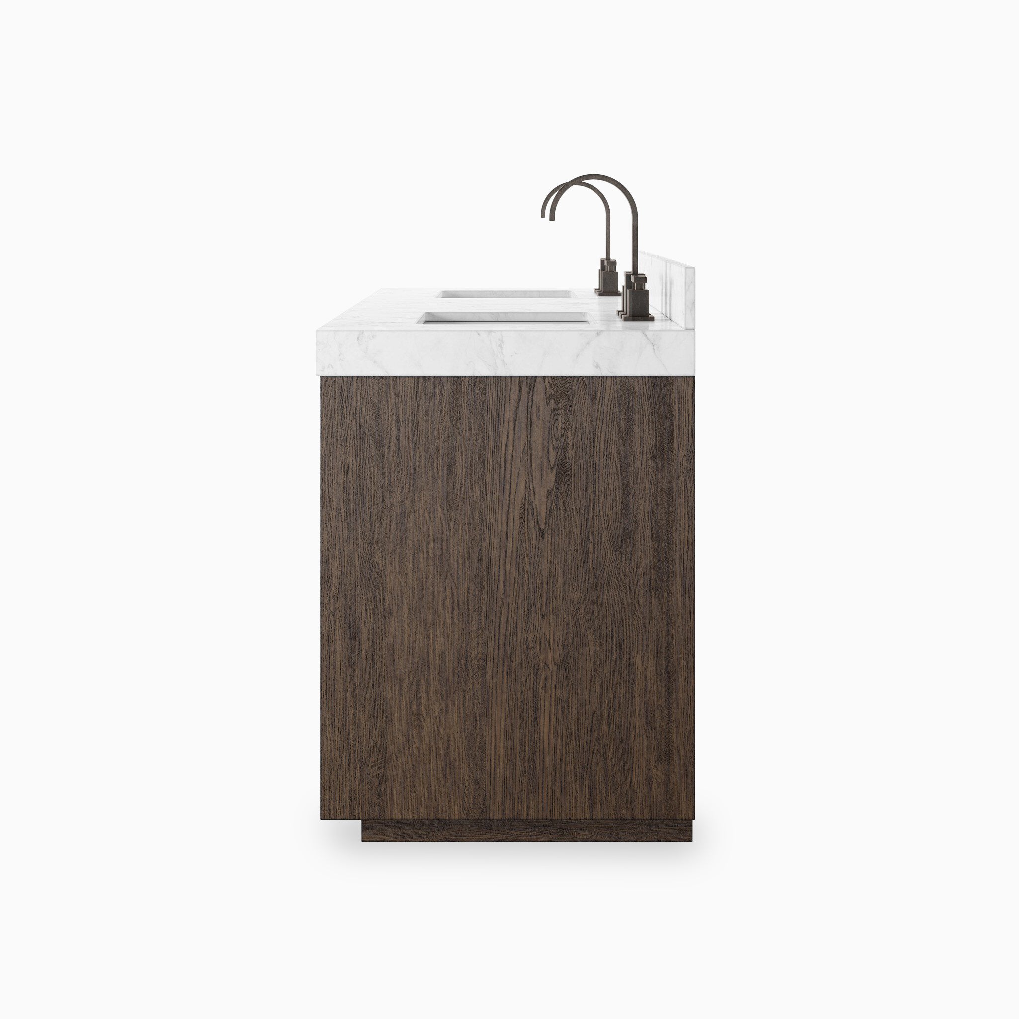 Alisa 72" Double Vanity in Satin Espresso Oak Veneer with Carrara Marble Top