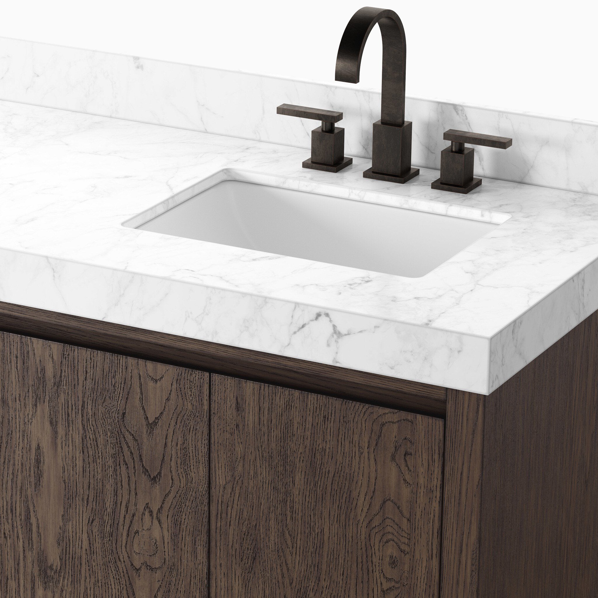 Alisa 72" Double Vanity in Satin Espresso Oak Veneer with Carrara Marble Top