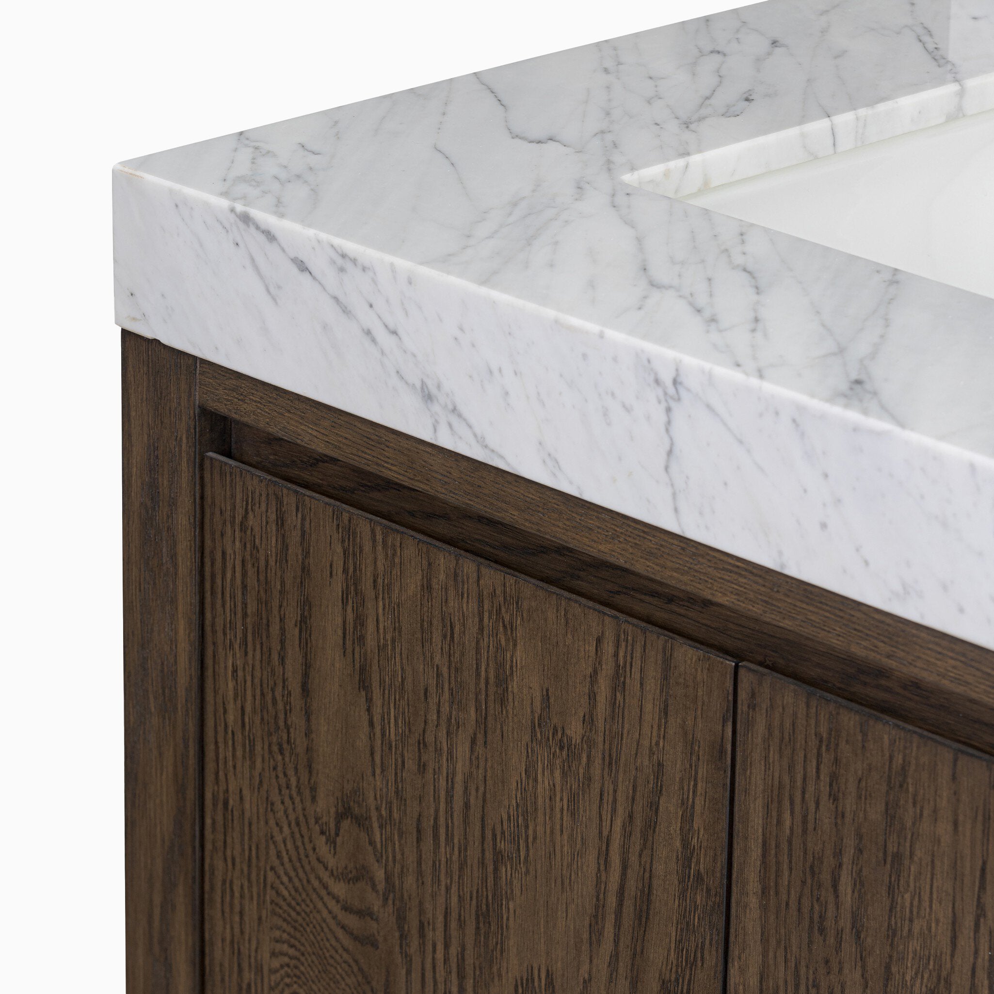 Alisa 72" Double Vanity in Satin Espresso Oak Veneer with Carrara Marble Top
