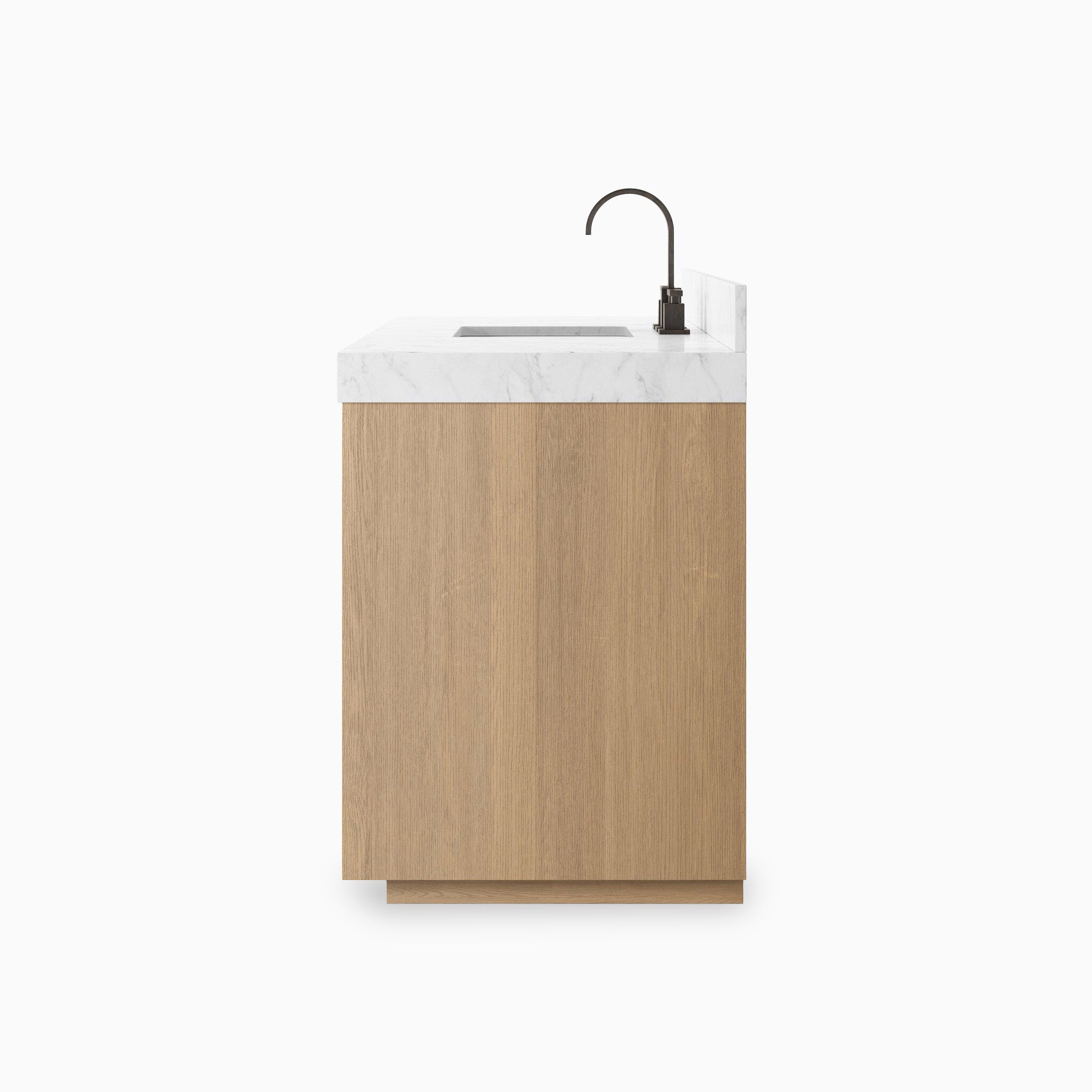 Alisa 55" Single Vanity in Satin Light Wash Oak Veneer with Carrara Marble Top