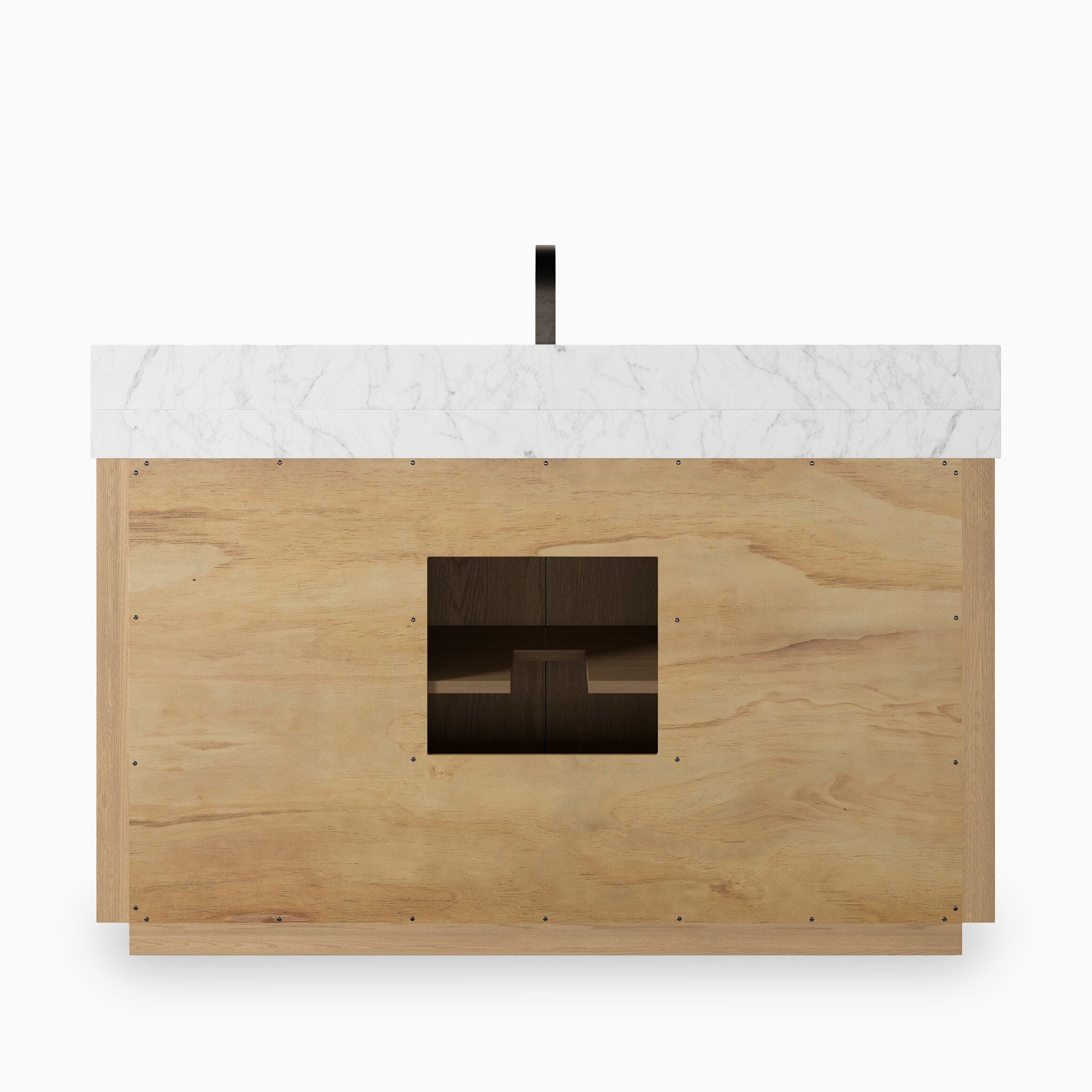 Alisa 55" Single Vanity in Satin Light Wash Oak Veneer with Carrara Marble Top