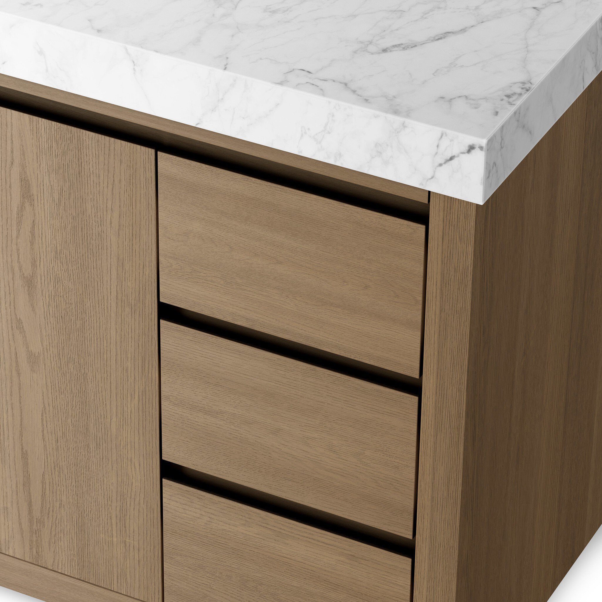 Alisa 55" Single Vanity in Satin Light Wash Oak Veneer with Carrara Marble Top