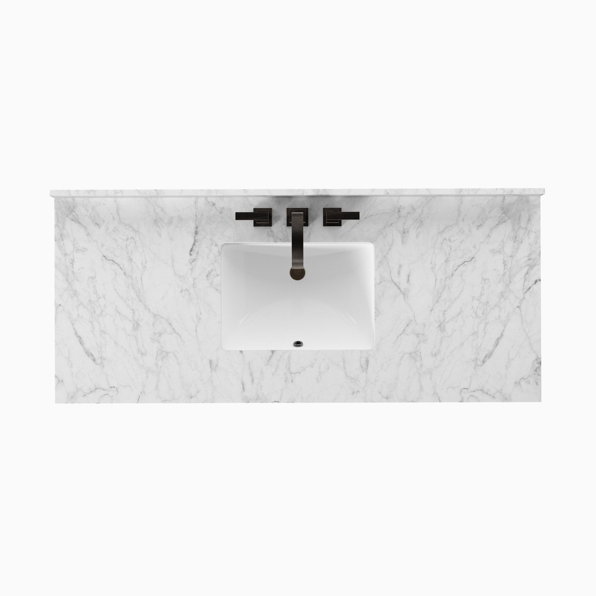 Alisa 55" Single Vanity in Satin Light Wash Oak Veneer with Carrara Marble Top
