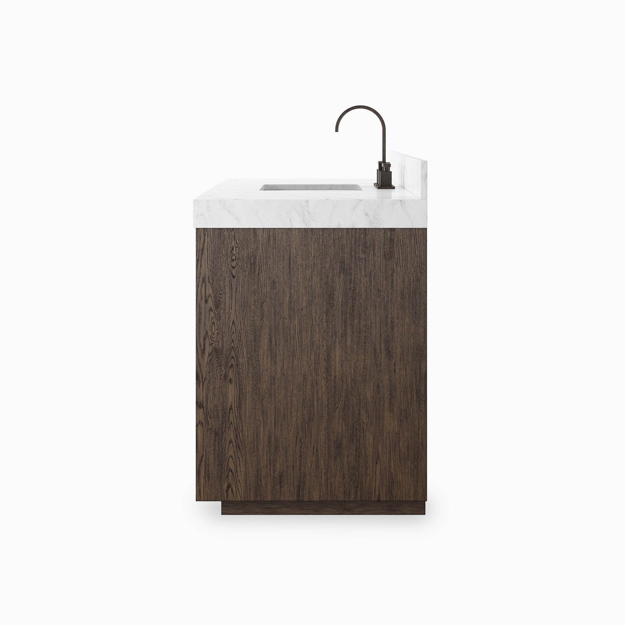 Alisa 55" Single Vanity in Satin Espresso Oak Veneer with Carrara Marble Top