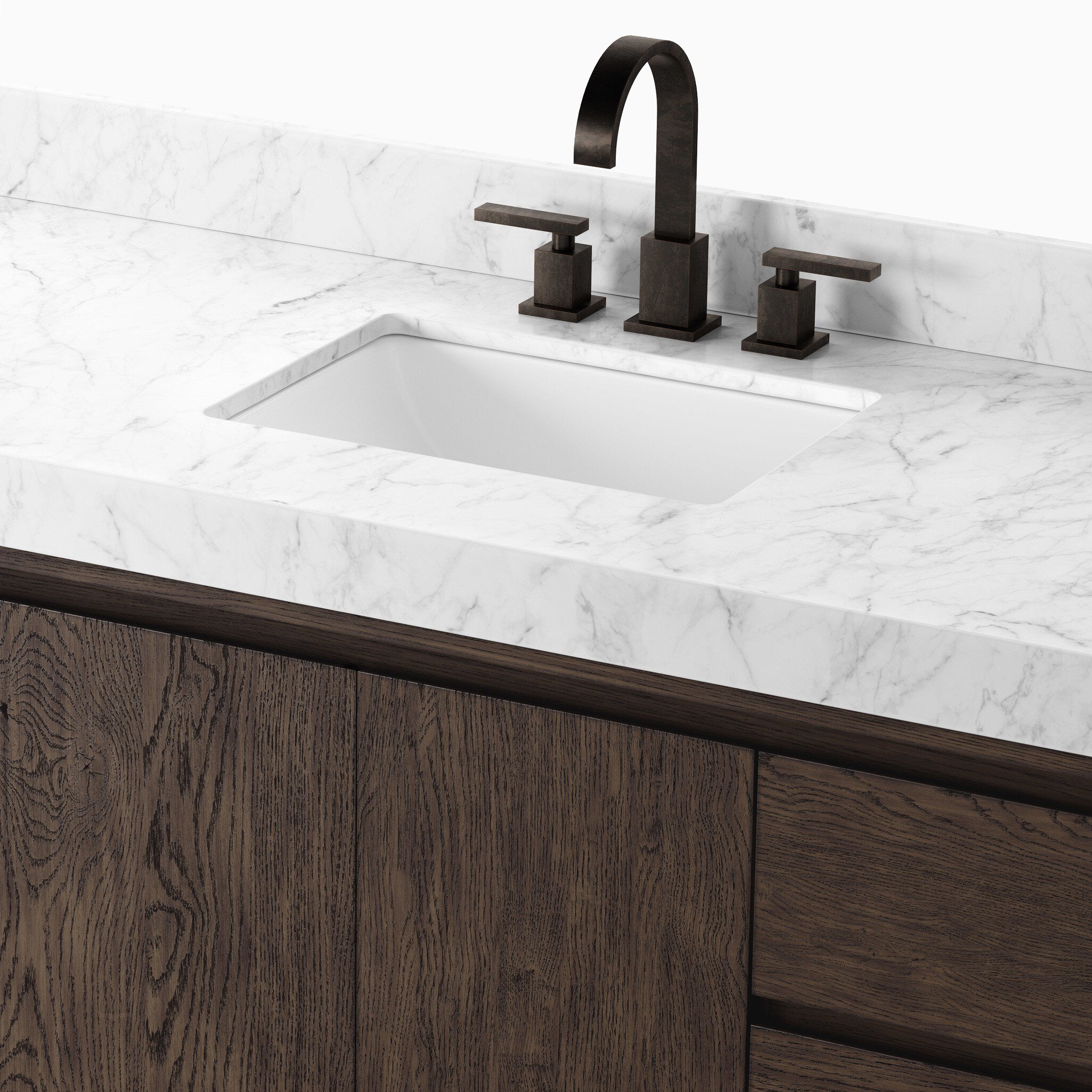Alisa 55" Single Vanity in Satin Espresso Oak Veneer with Carrara Marble Top