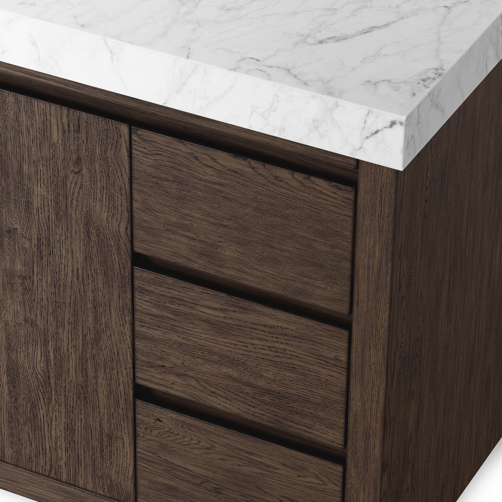 Alisa 55" Single Vanity in Satin Espresso Oak Veneer with Carrara Marble Top
