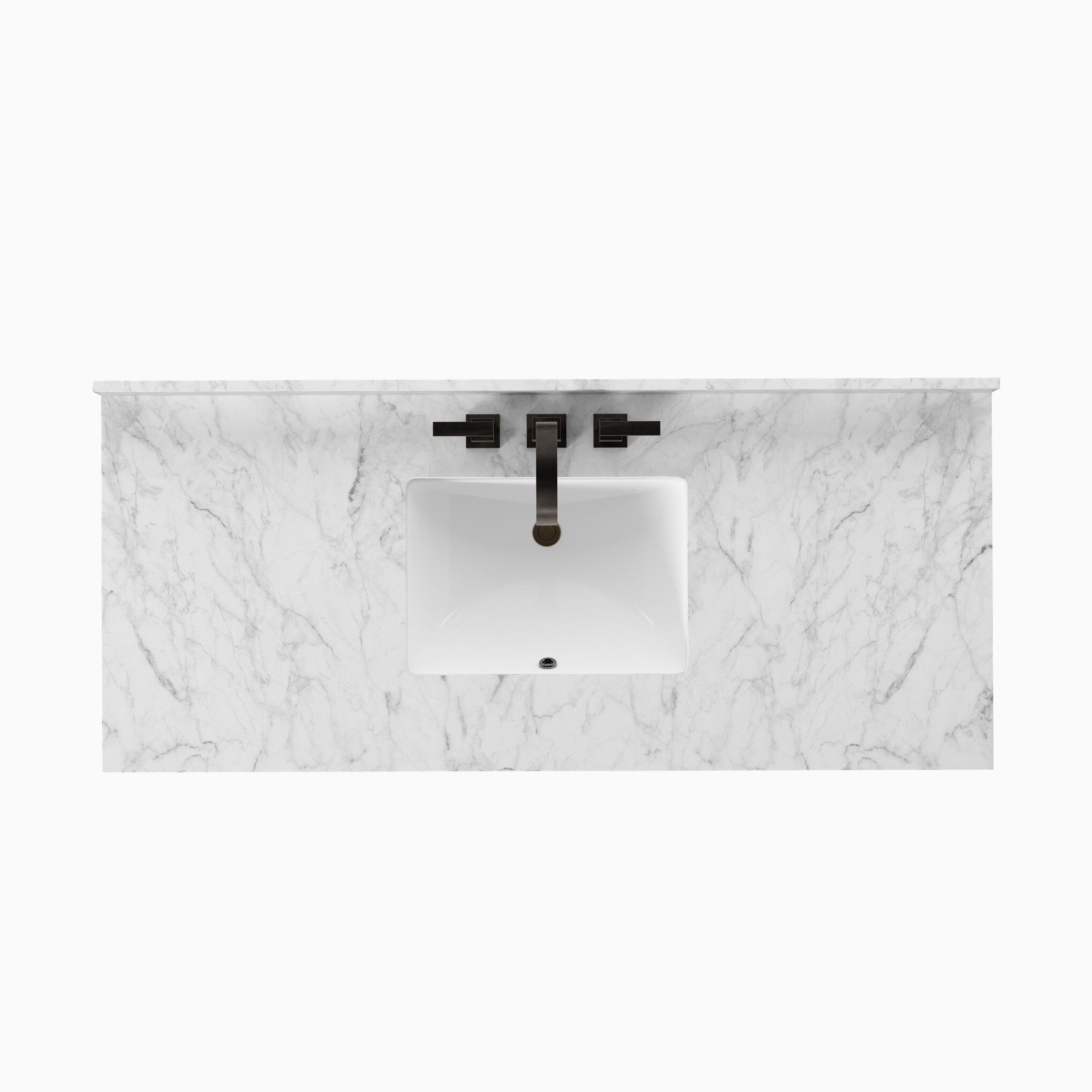 Alisa 55" Single Vanity in Satin Espresso Oak Veneer with Carrara Marble Top