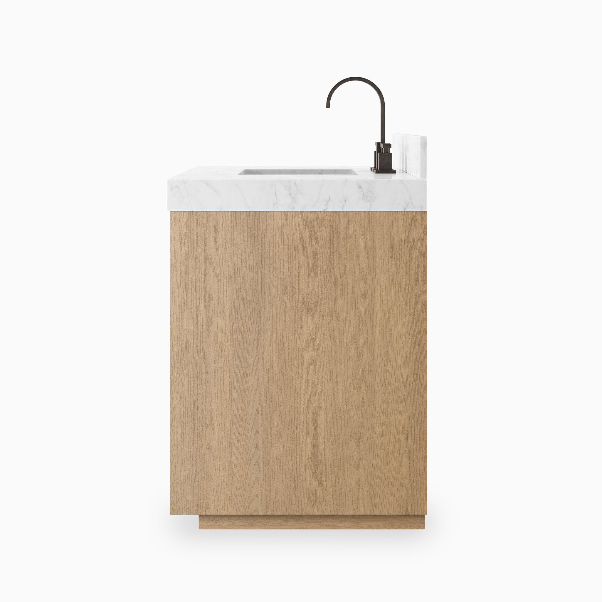 Alisa 36" Single Vanity in Satin Light Wash Oak Veneer with Carrara Marble Top