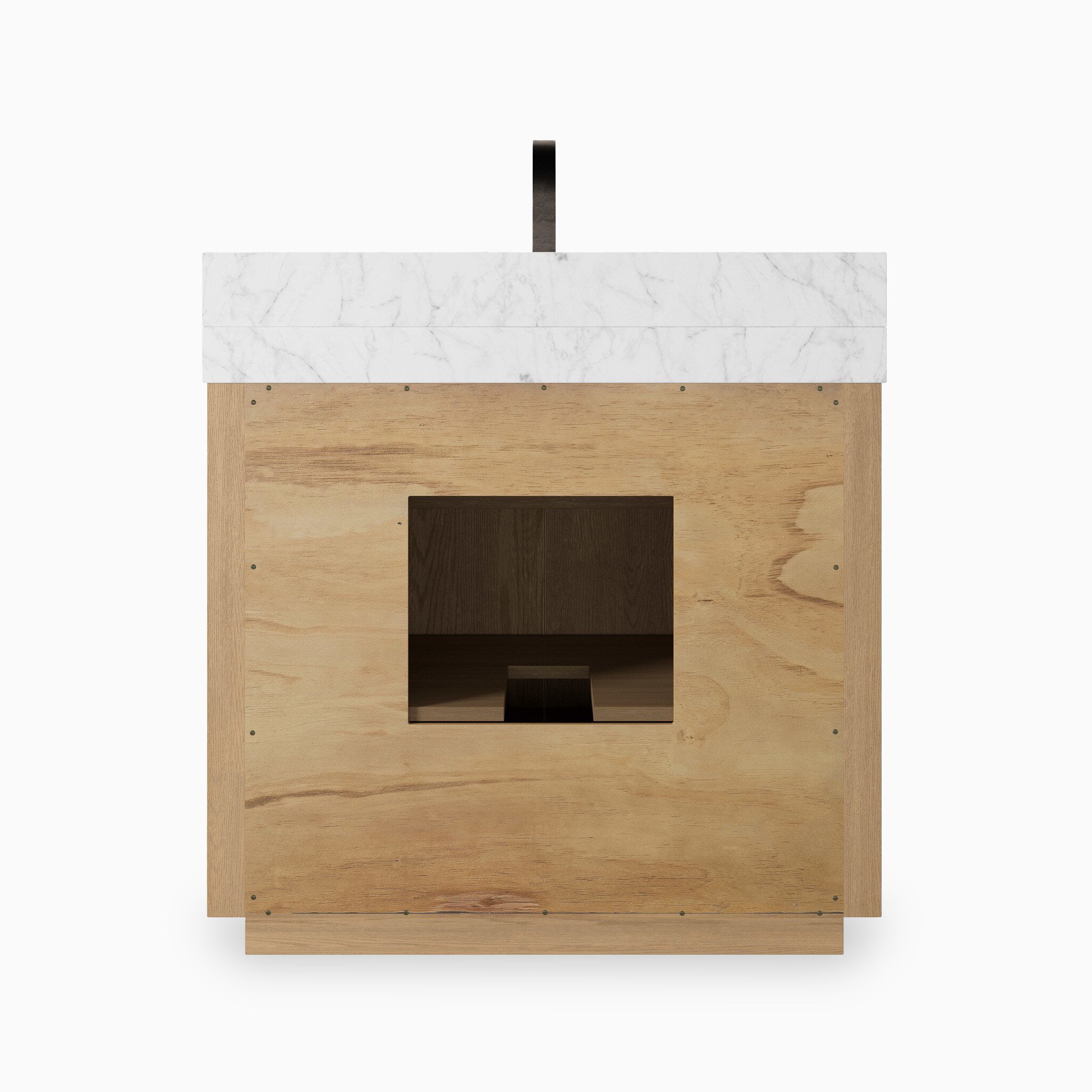 Alisa 36" Single Vanity in Satin Light Wash Oak Veneer with Carrara Marble Top