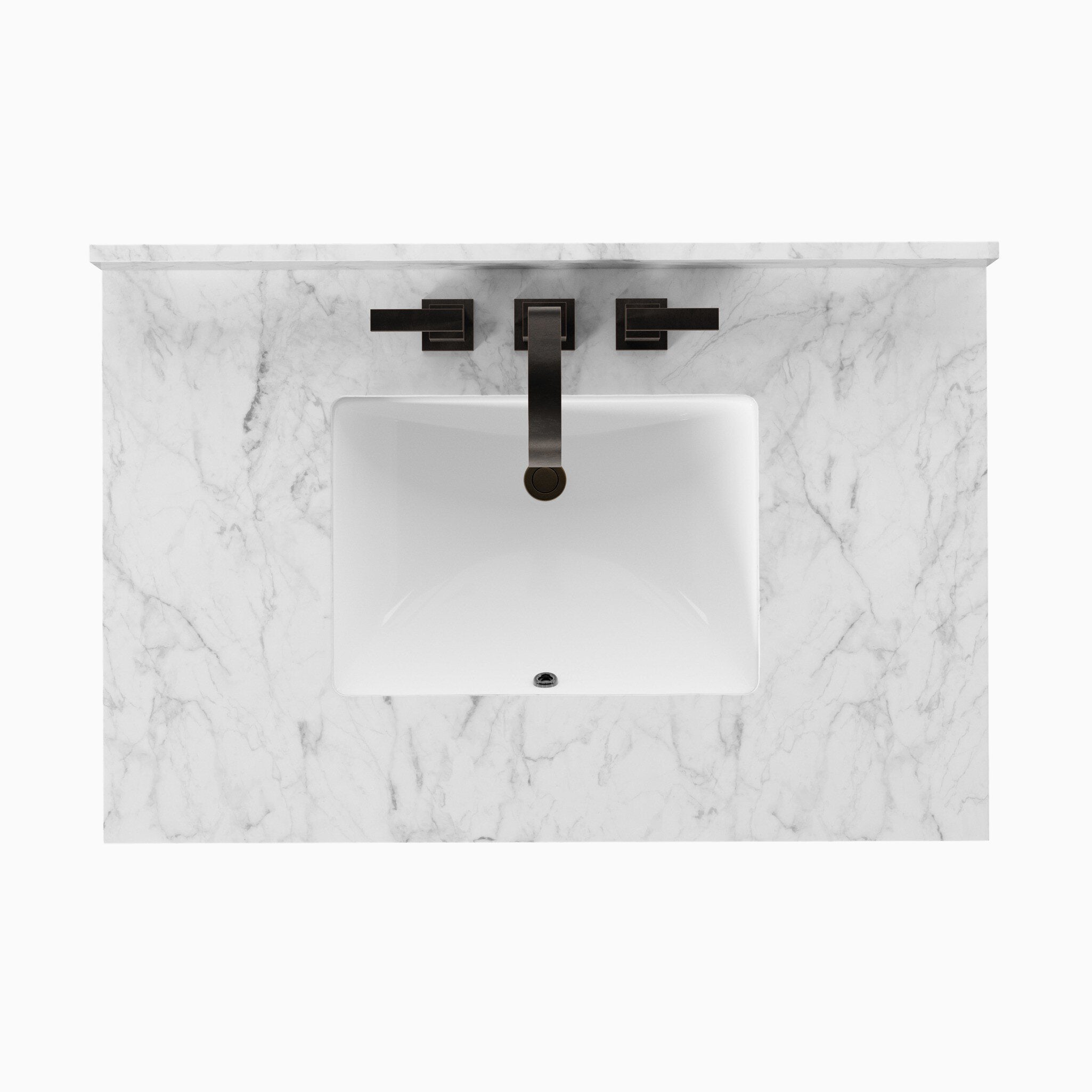 Alisa 36" Single Vanity in Satin Light Wash Oak Veneer with Carrara Marble Top