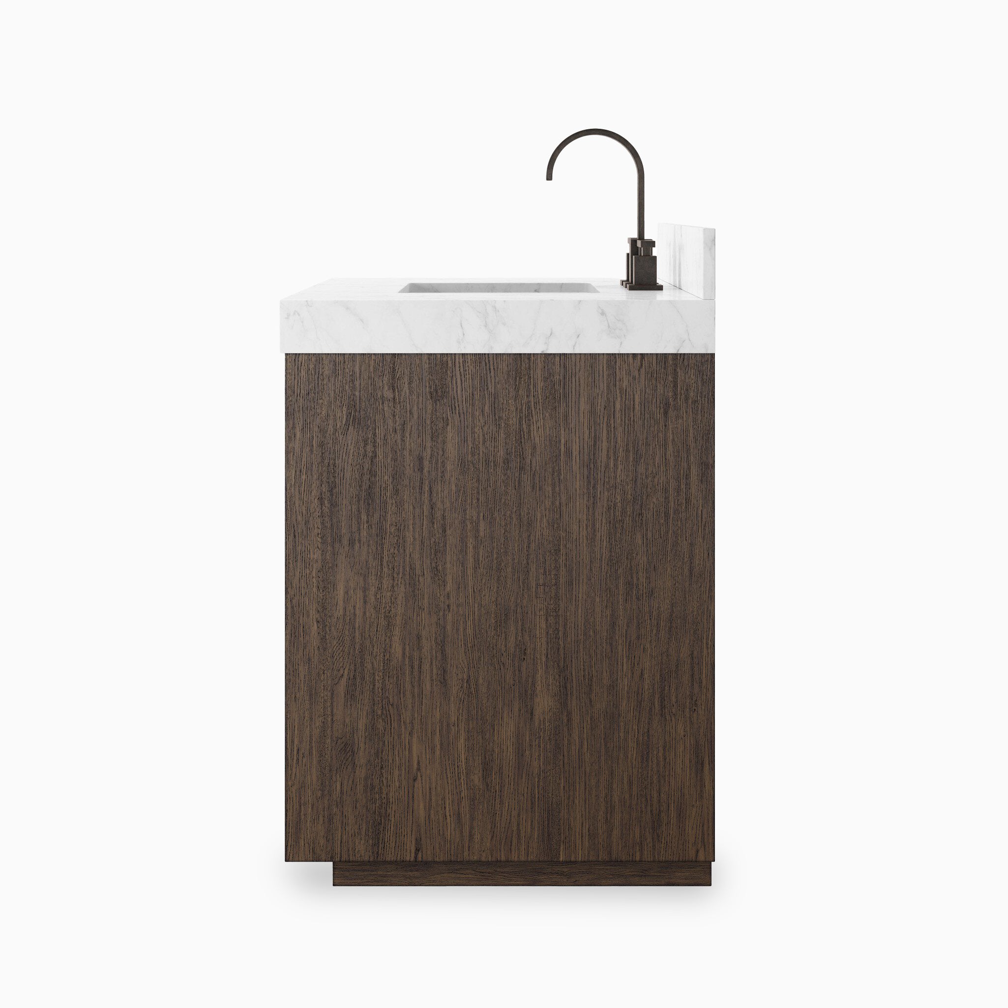 Alisa 36" Single Vanity in Satin Espresso Oak Veneer with Carrara Marble Top