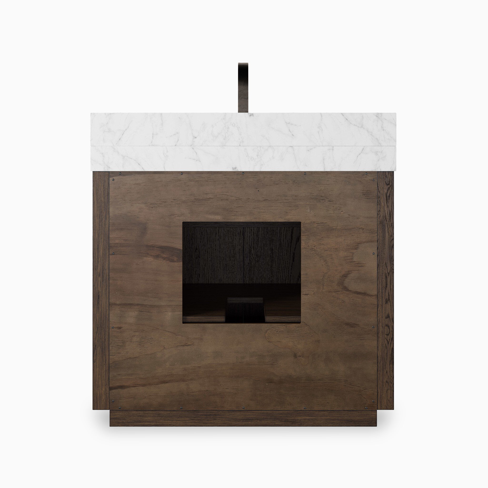 Alisa 36" Single Vanity in Satin Espresso Oak Veneer with Carrara Marble Top