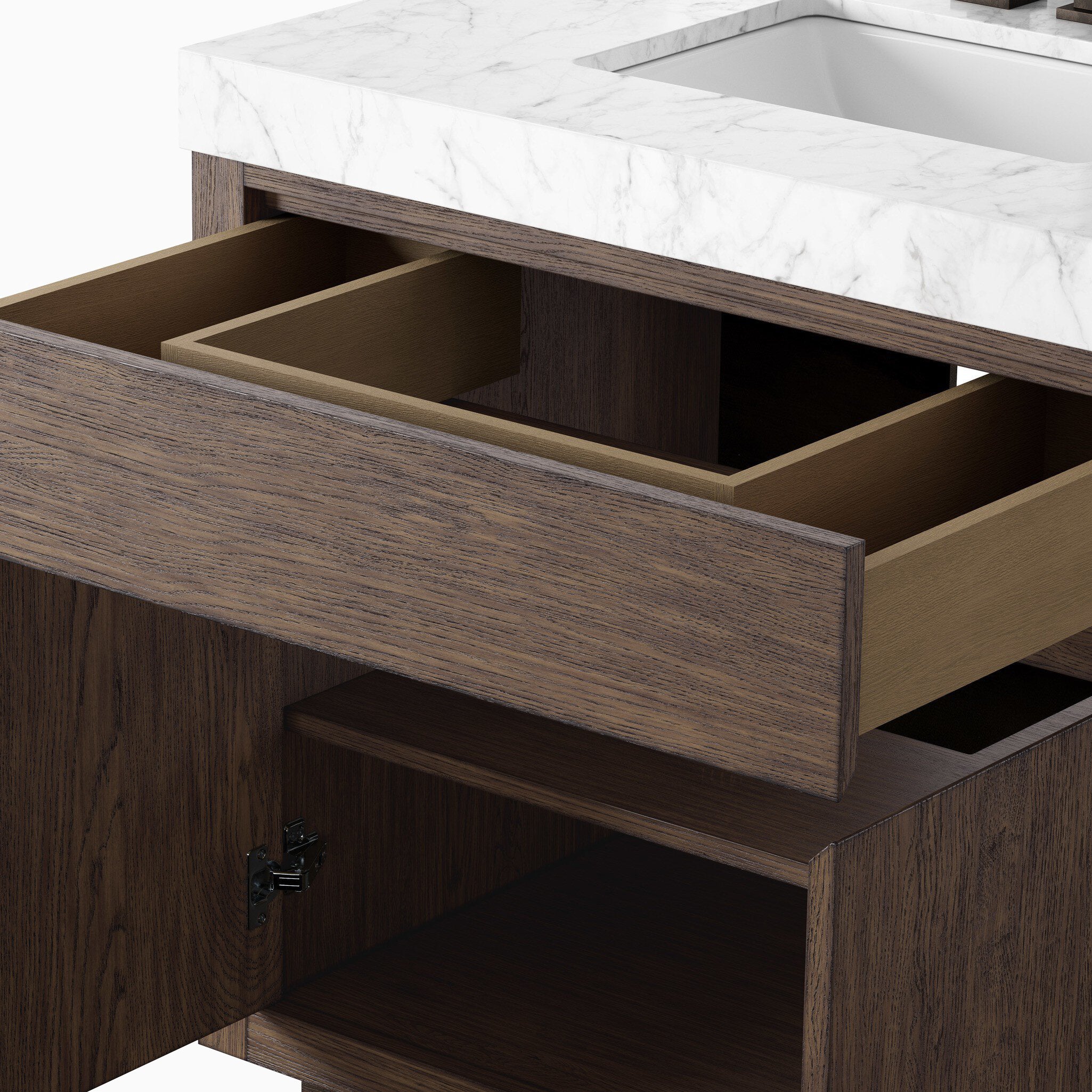 Alisa 36" Single Vanity in Satin Espresso Oak Veneer with Carrara Marble Top