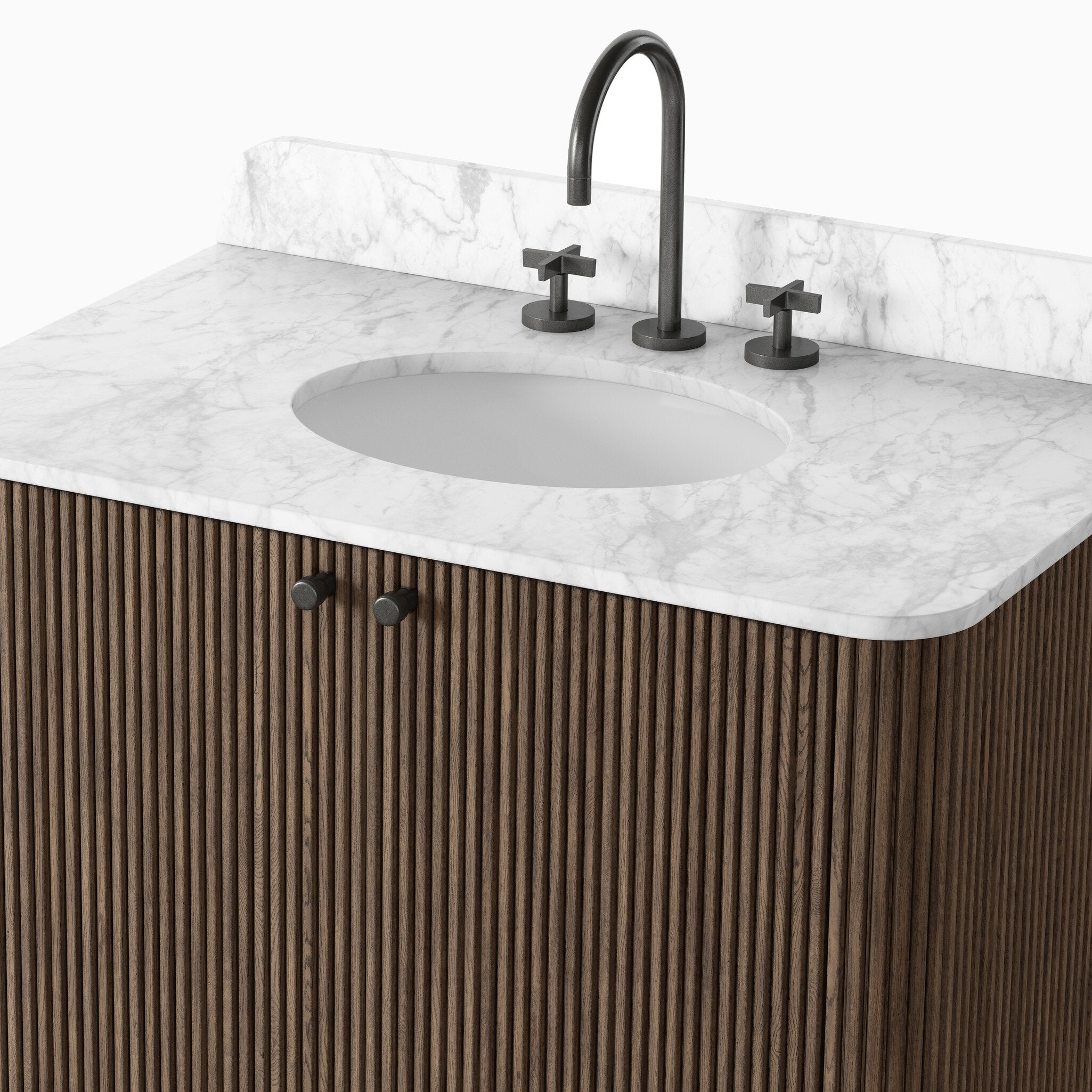 Nina 36" Single Vanity in Satin Espresso Oak Veneer with Carrara Marble Top