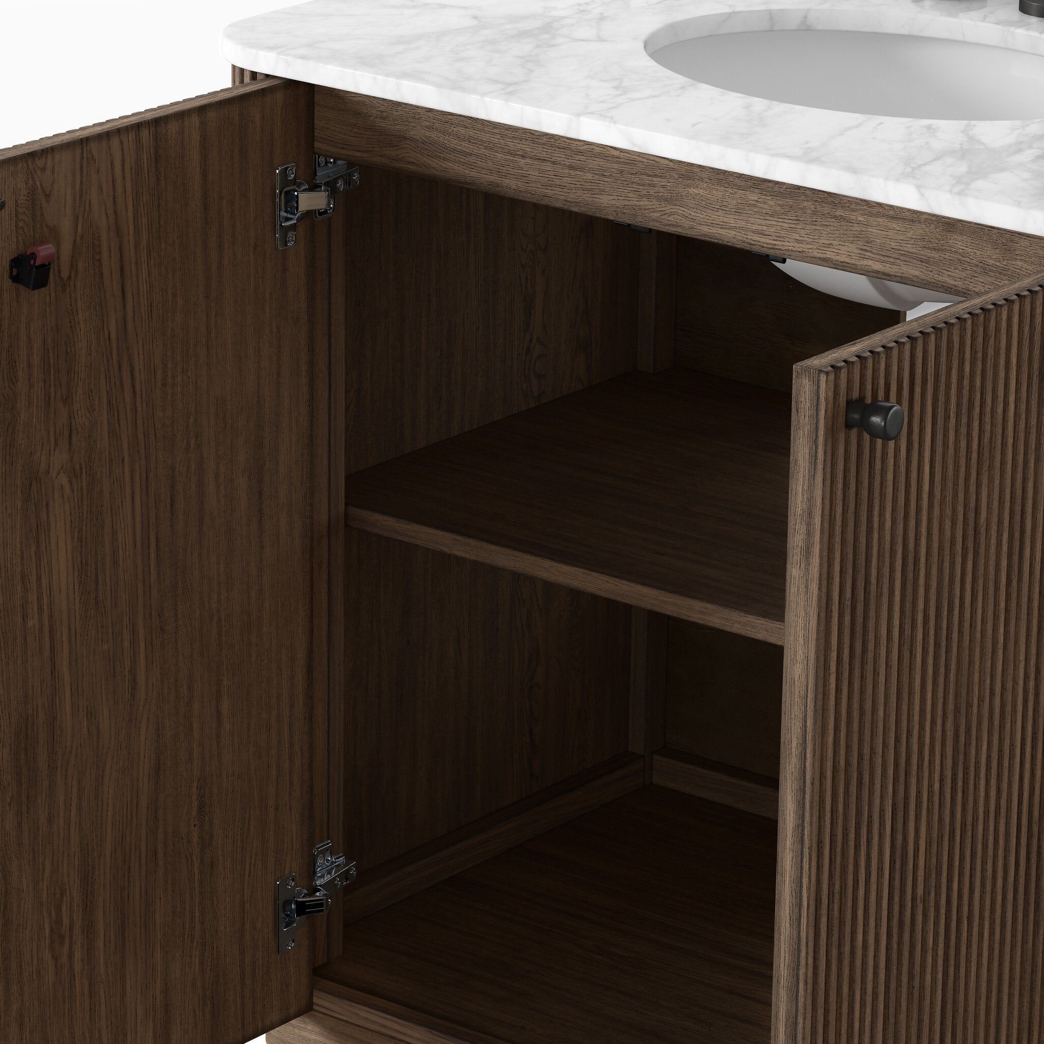 Nina 36" Single Vanity in Satin Espresso Oak Veneer with Carrara Marble Top