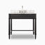 Margot 36" Washstand in Satin Black Veneer with Carrara Marble Top