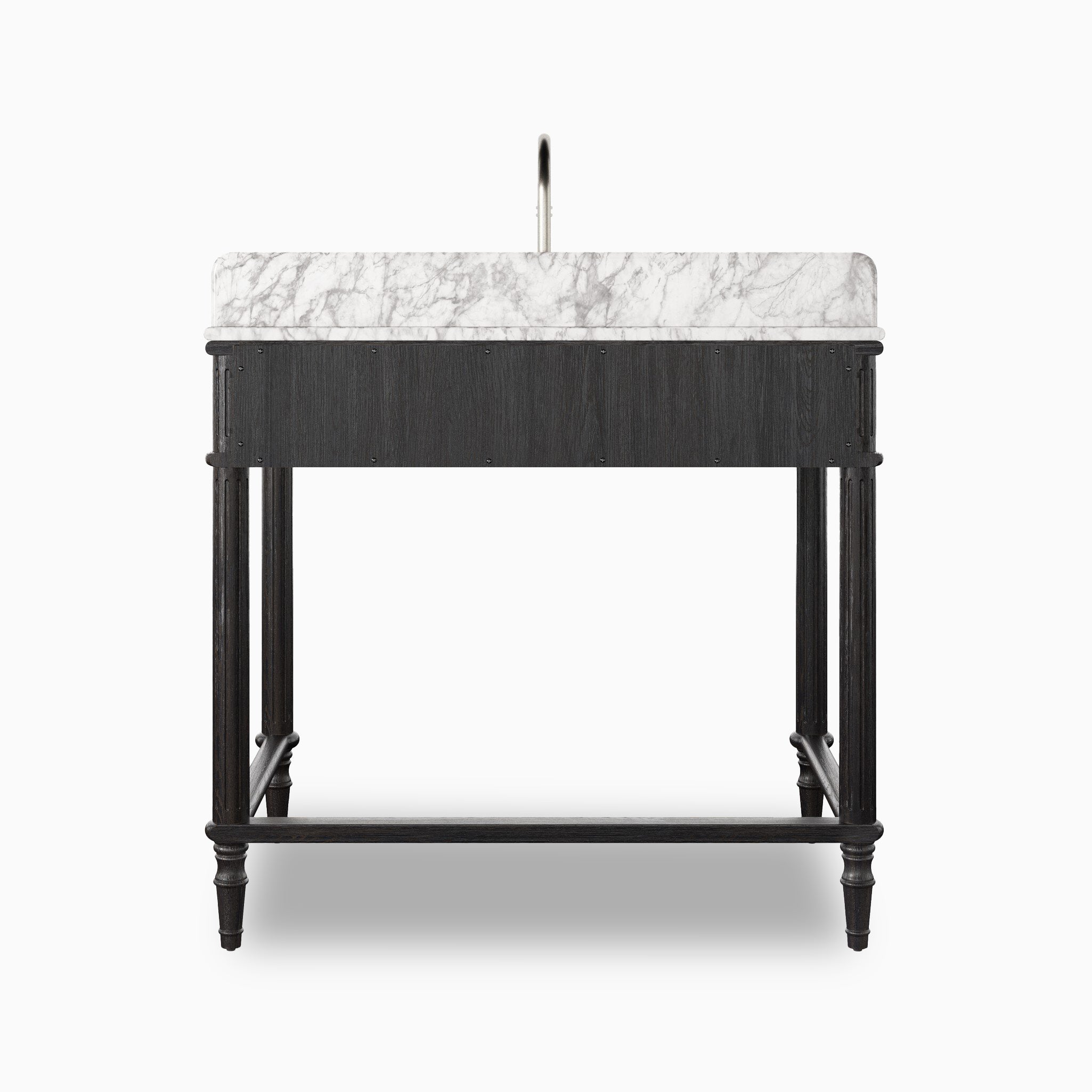 Margot 36" Washstand in Satin Black Veneer with Carrara Marble Top