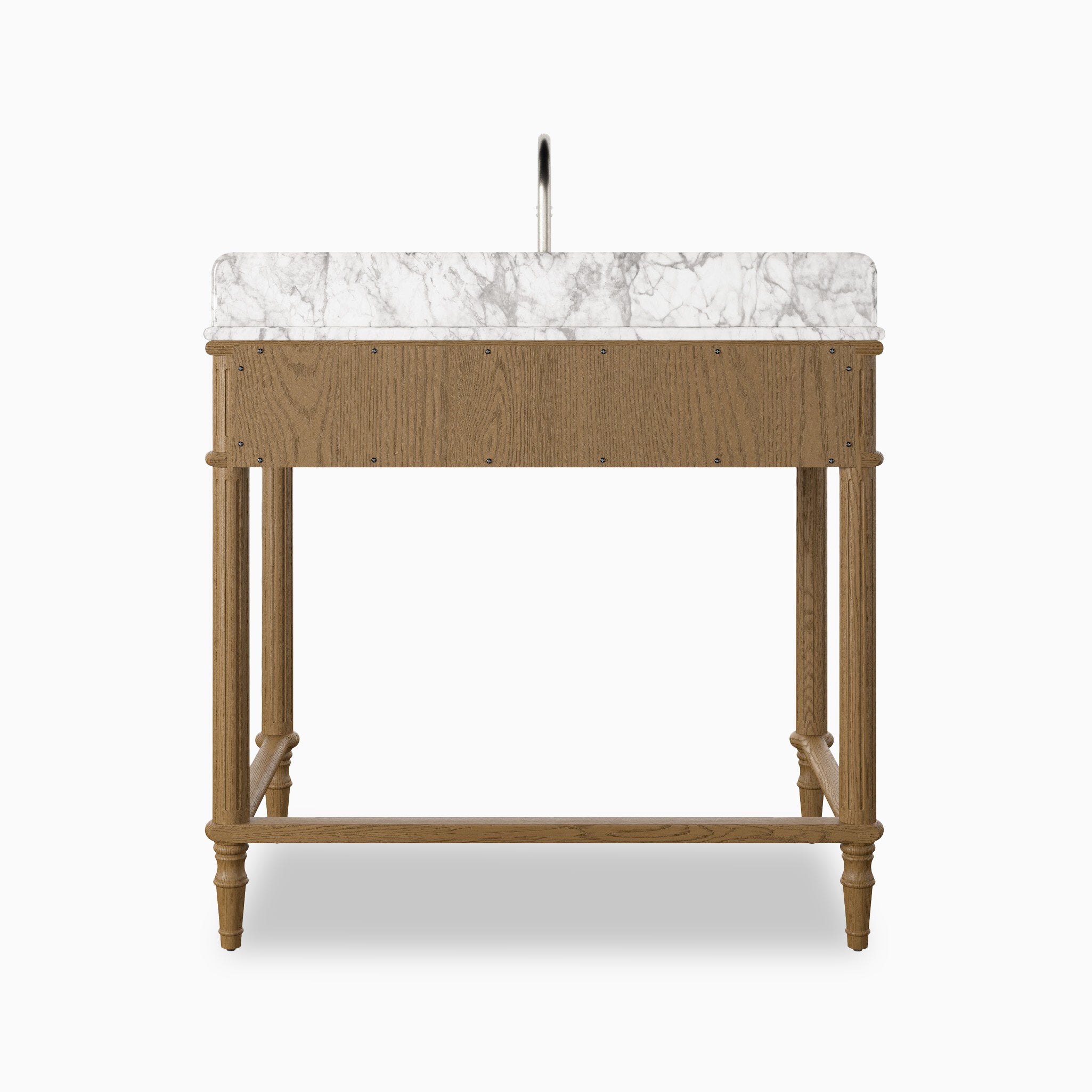 Margot 36" Washstand in Washed Blonde Veneer with Carrara Marble Top
