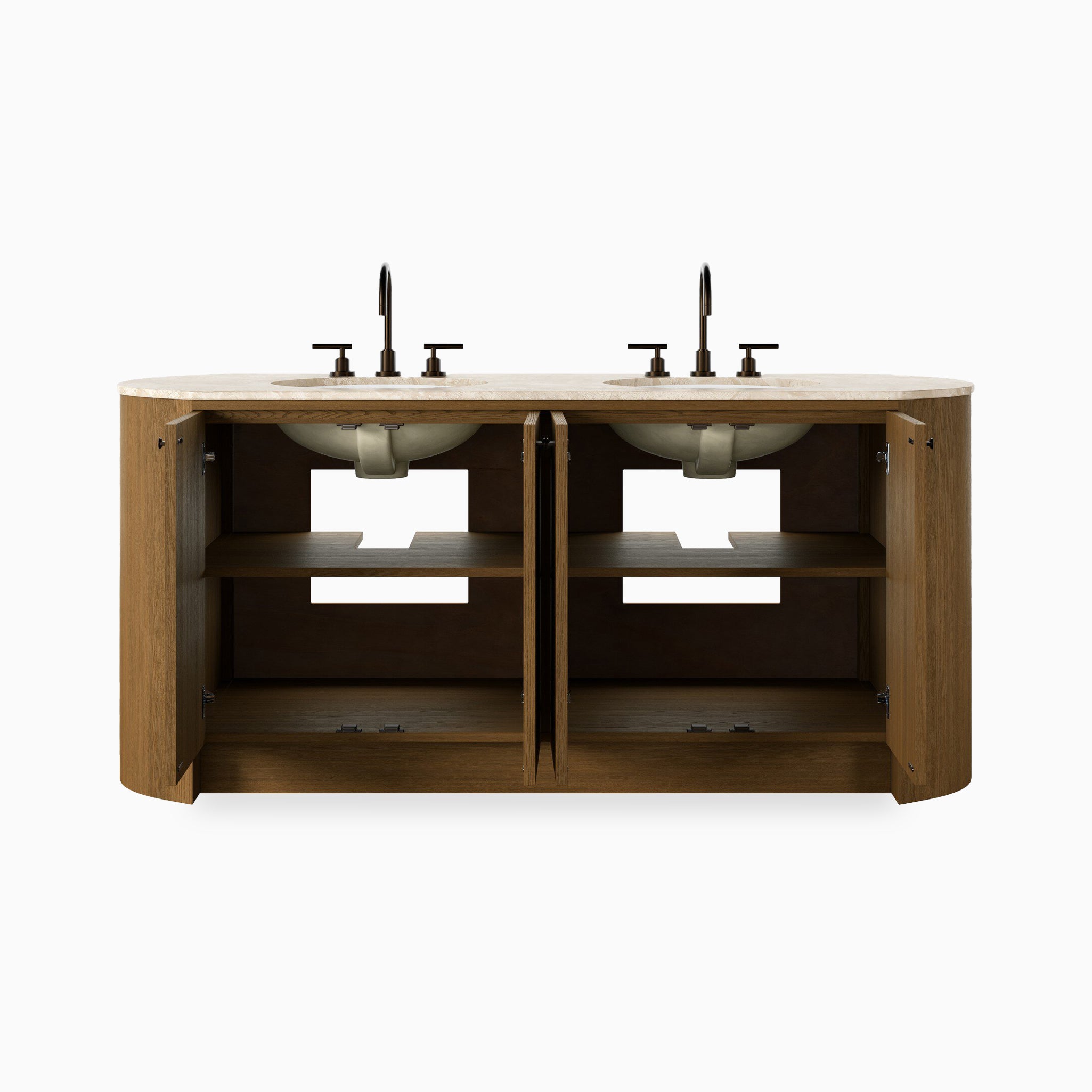 Tessa 72" Double Vanity in Washed Natural Veneer with Sand Marble Top
