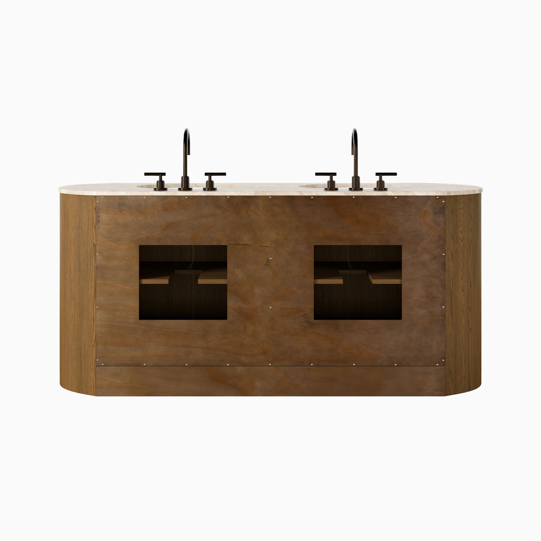 Tessa 72" Double Vanity in Washed Natural Veneer with Sand Marble Top