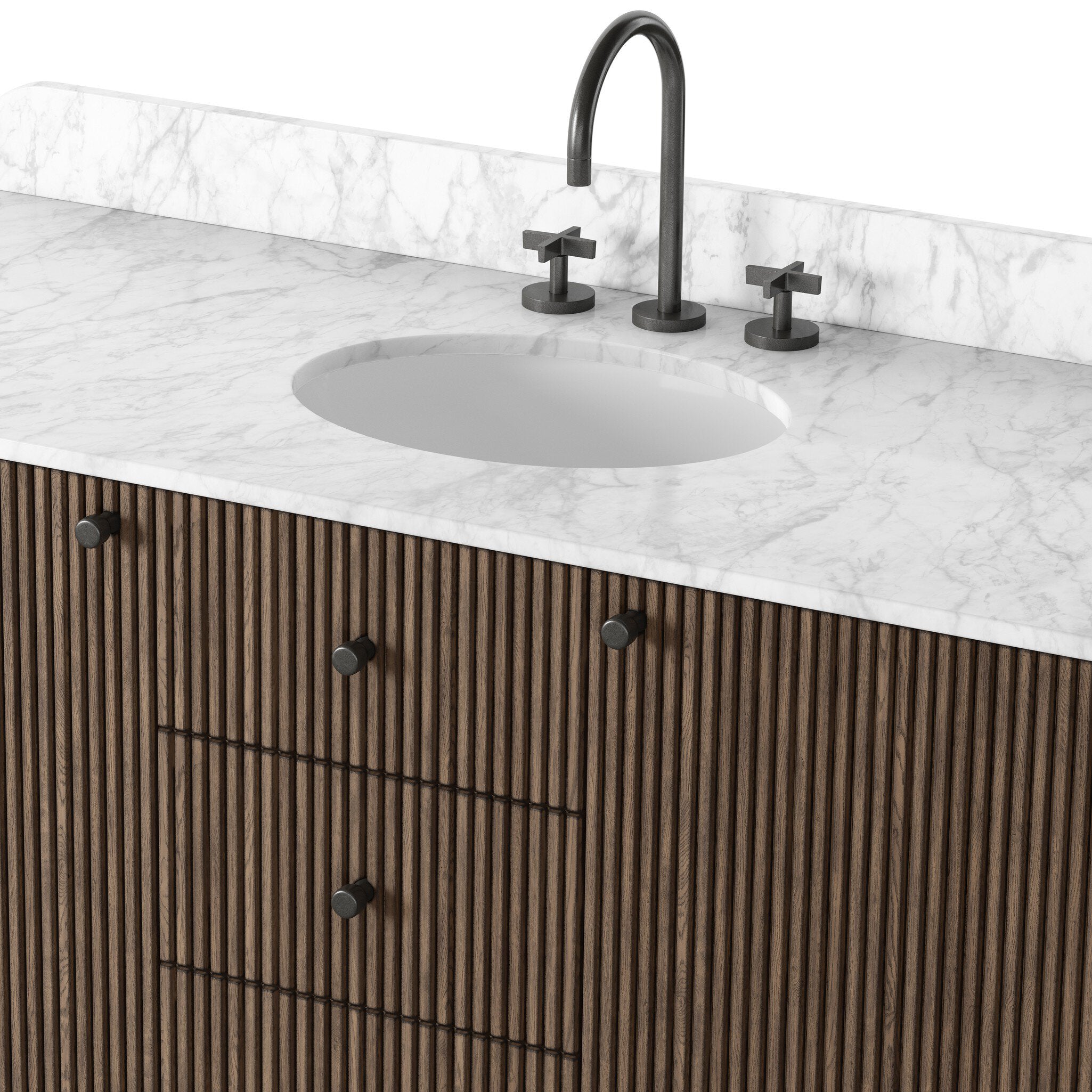 Nina 55" Single Vanity in Satin Espresso Oak Veneer with Carrara Marble Top