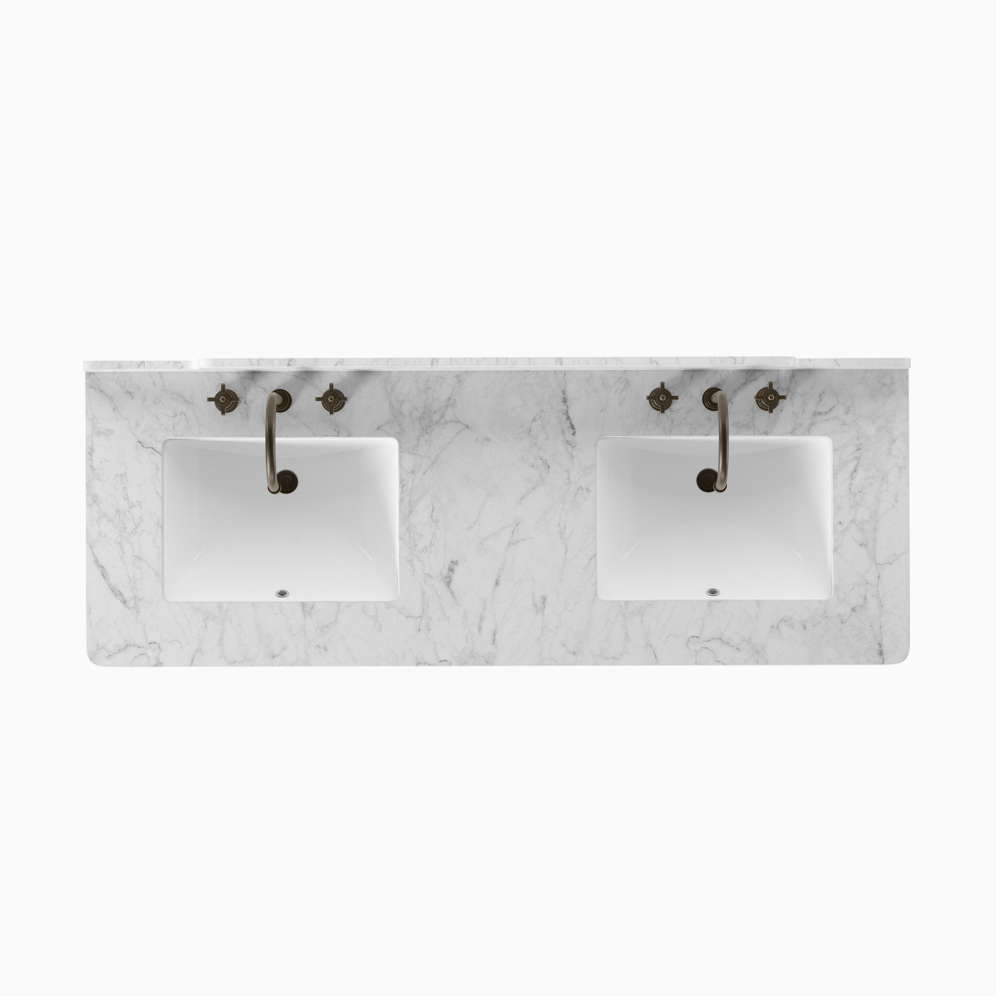 Heidi 60.5" Double Vanity in Satin Light Wash Oak Veneer with Carrara Marble Top