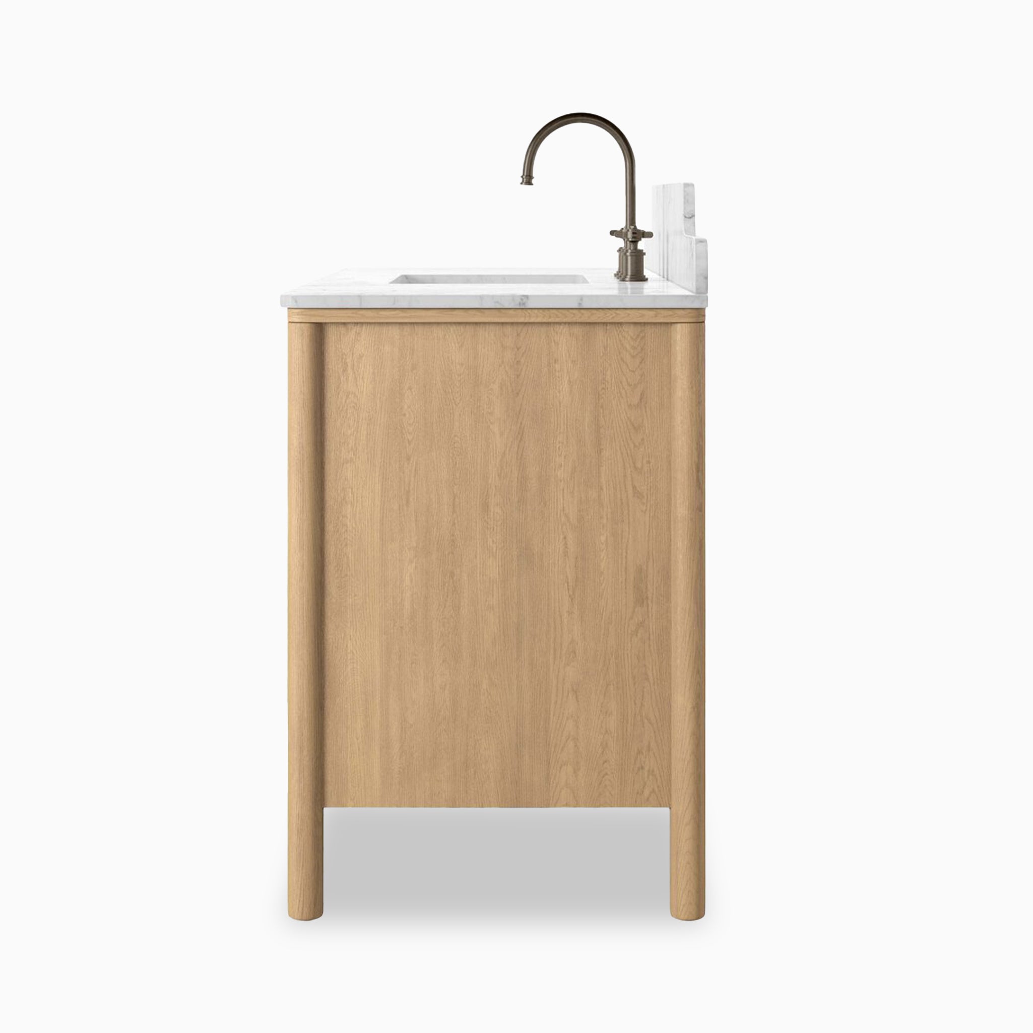 Heidi 48.5" Single Vanity in Satin Light Wash Oak Veneer with Carrara Marble Top