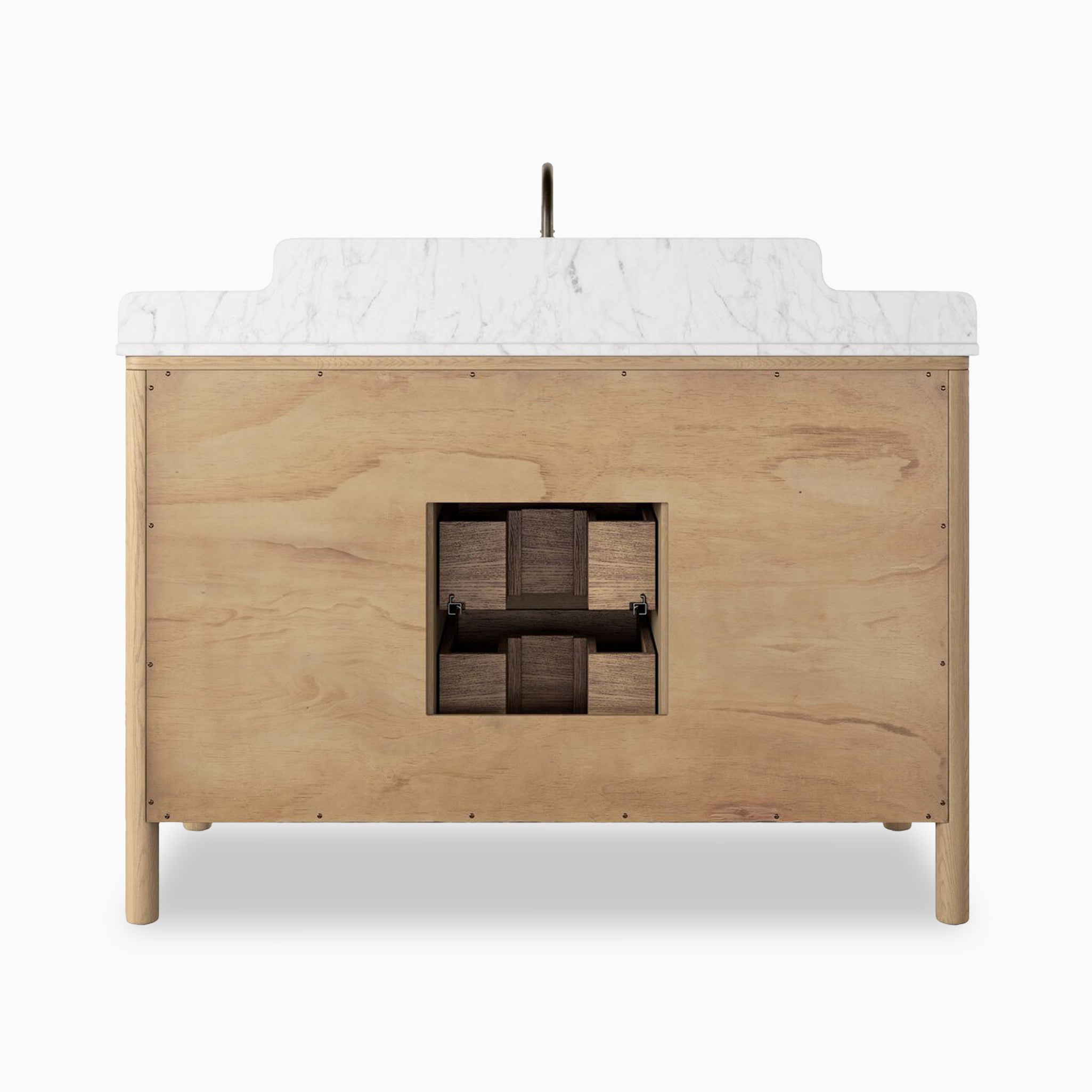 Heidi 48.5" Single Vanity in Satin Light Wash Oak Veneer with Carrara Marble Top