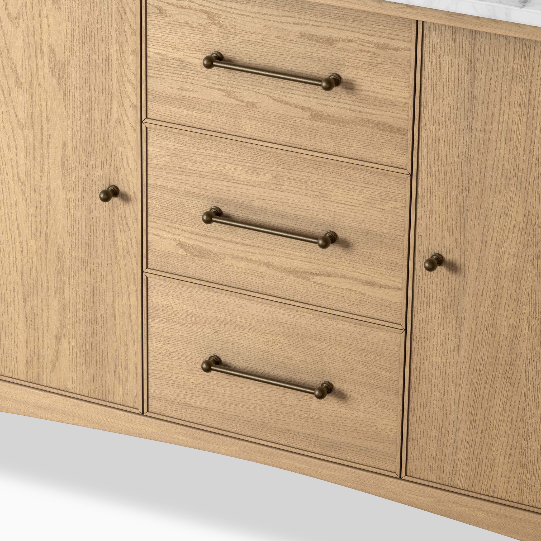 Heidi 48.5" Single Vanity in Satin Light Wash Oak Veneer with Carrara Marble Top