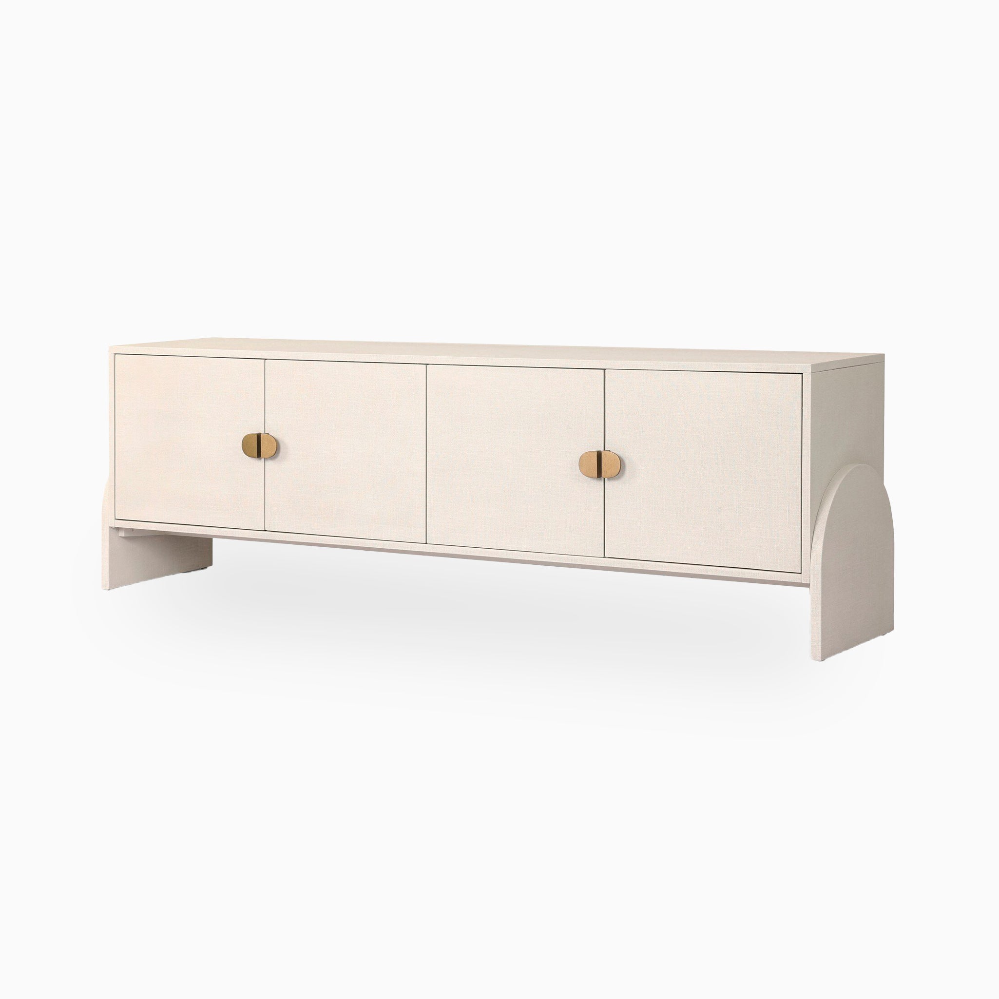 Bayfield Media Console in Ivory Painted Linen