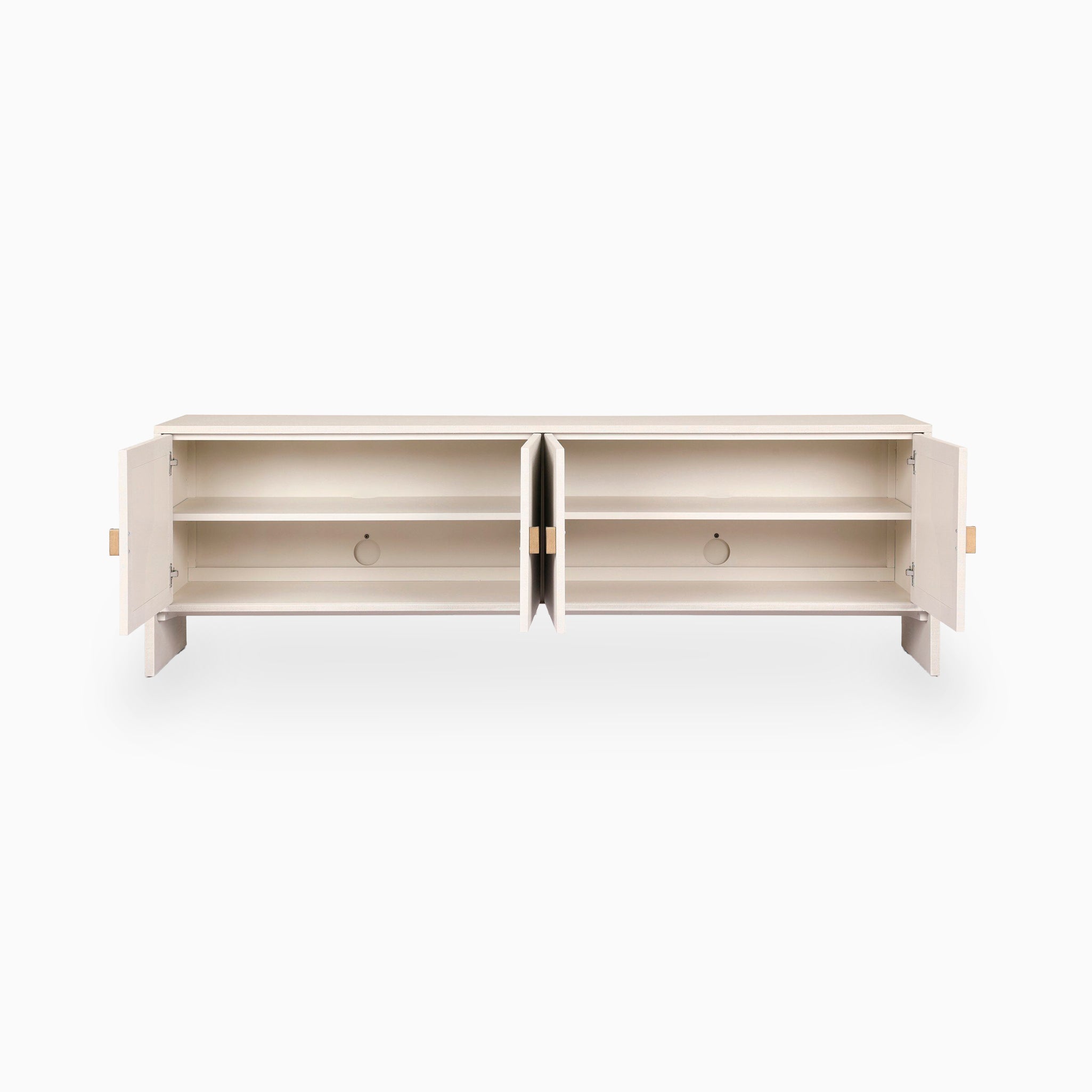 Bayfield Media Console in Ivory Painted Linen