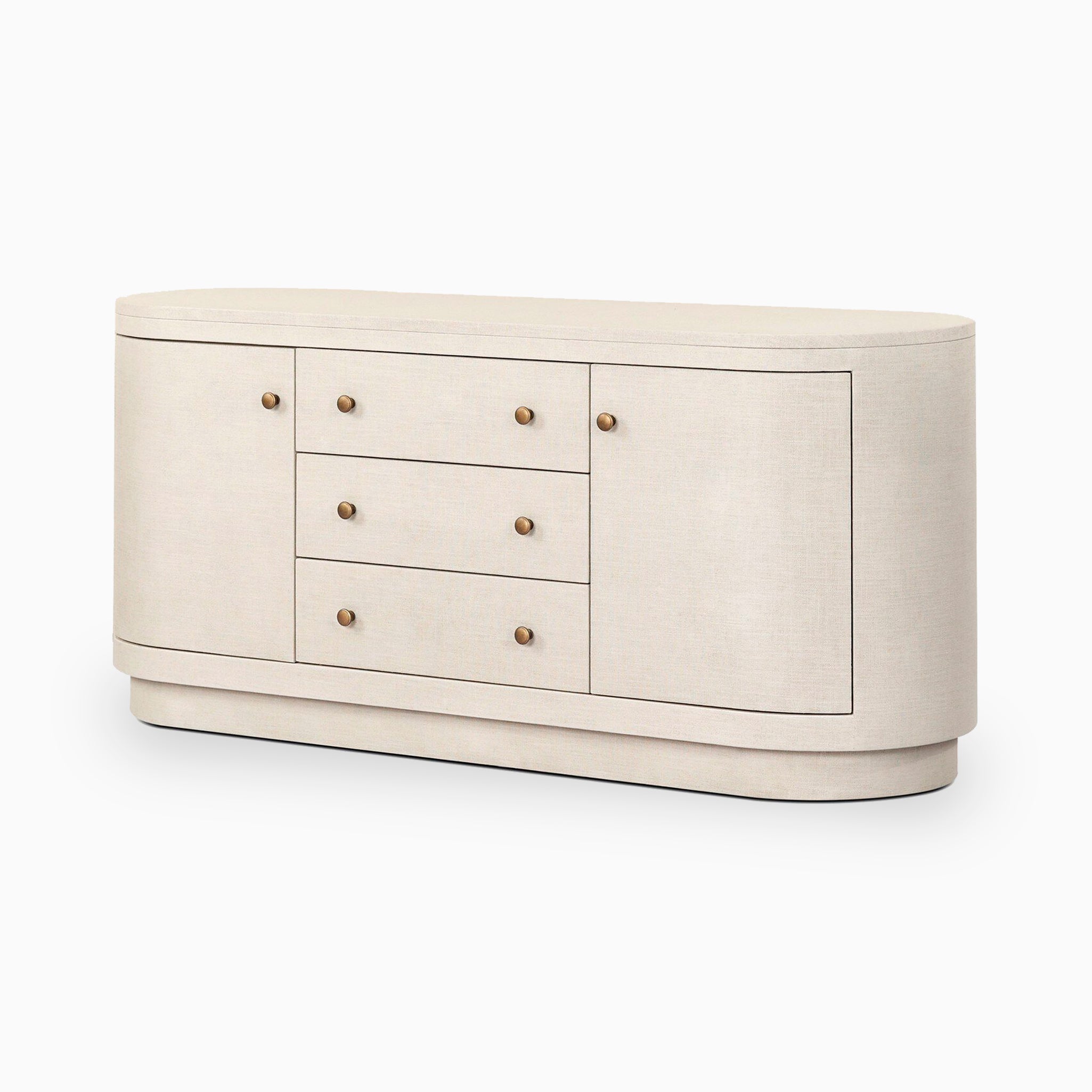 Boone Media Console in Ivory Painted Linen