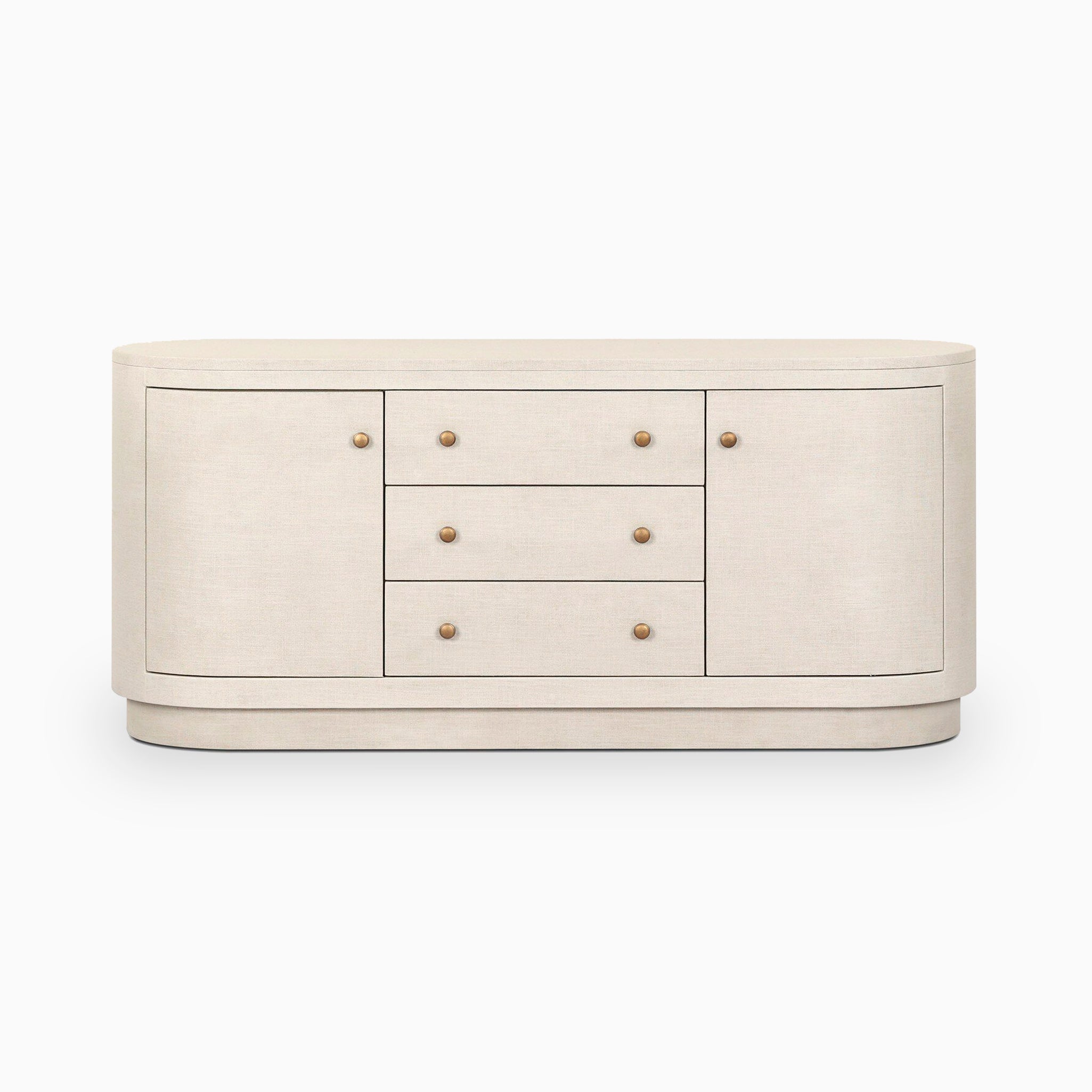 Boone Media Console in Ivory Painted Linen