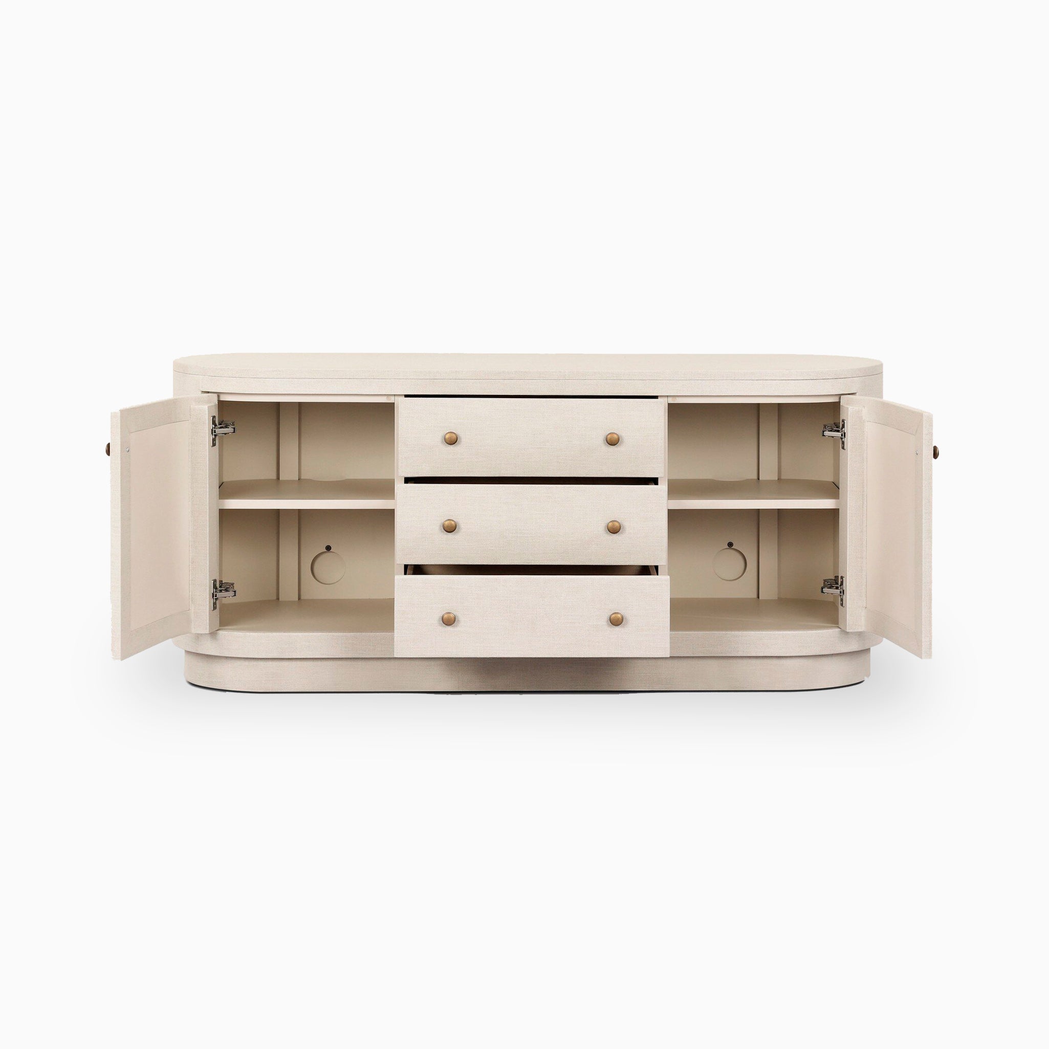 Boone Media Console in Ivory Painted Linen