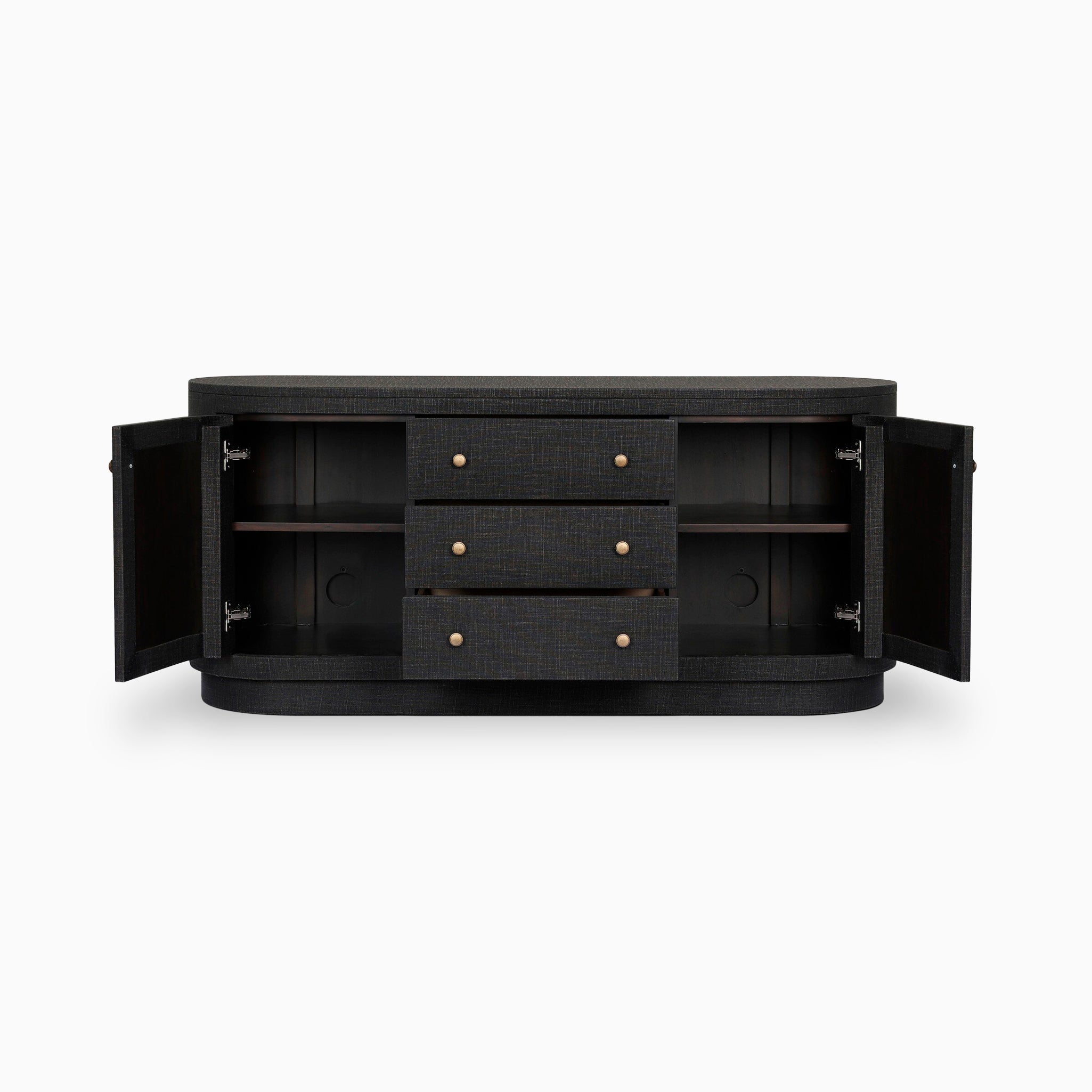 Boone Media Console in Black Linen
