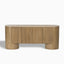 Fannin Media Console in Natural Light Oak Veneer with Natural Travertine Top