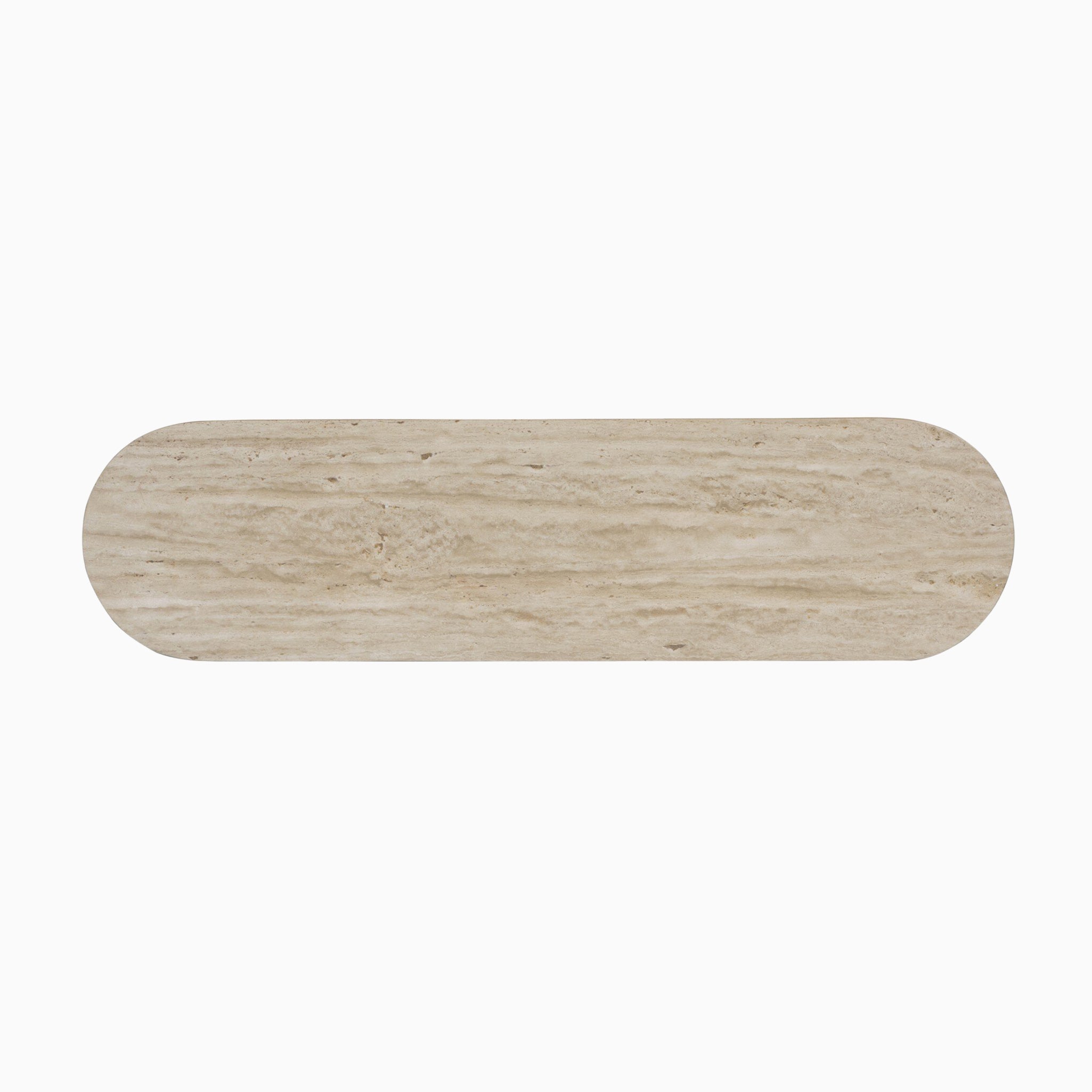 Fannin Media Console in Natural Light Oak Veneer with Natural Travertine Top